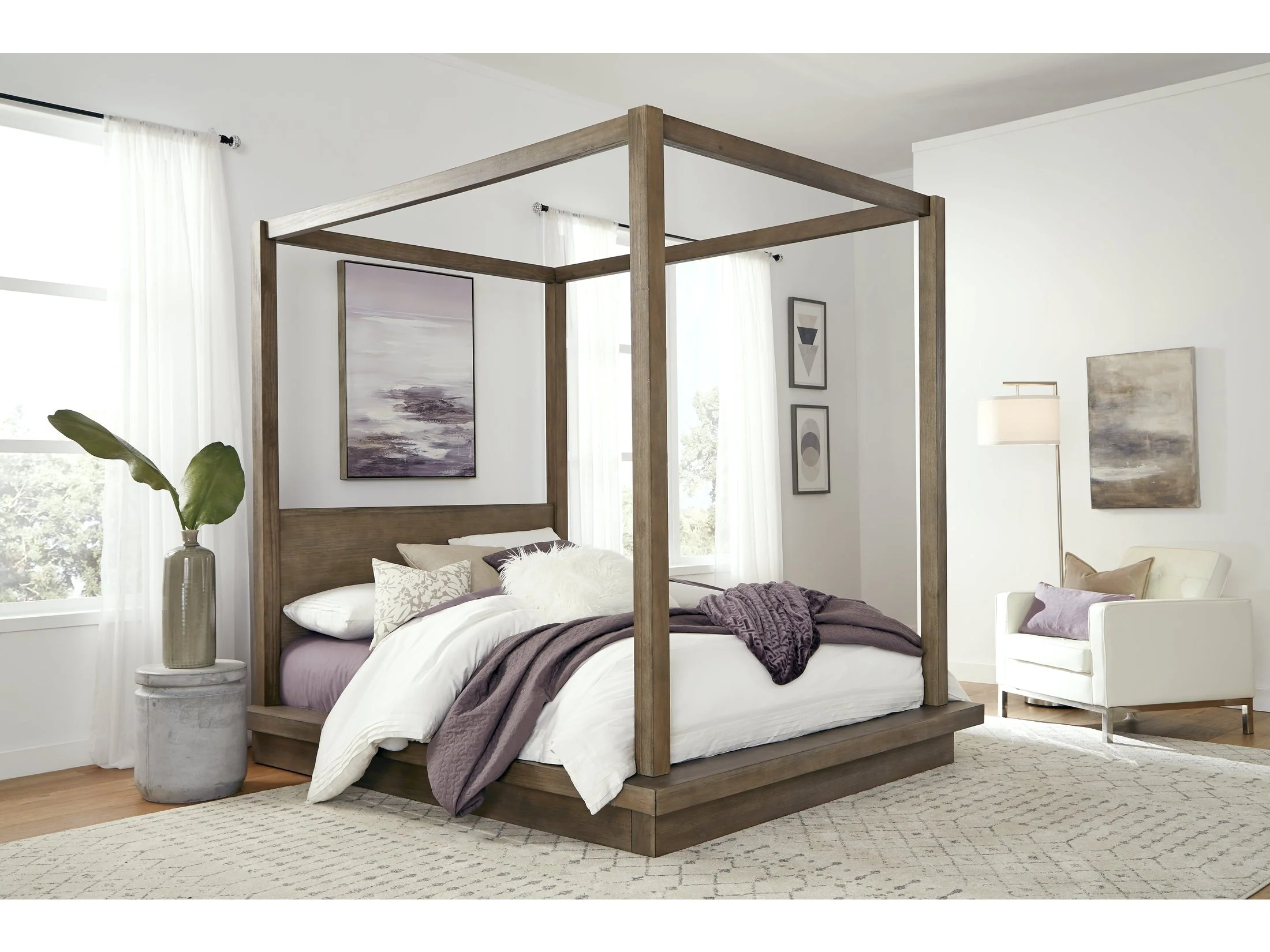 Melbourne Wood California King Canopy Bed in Dark Pine