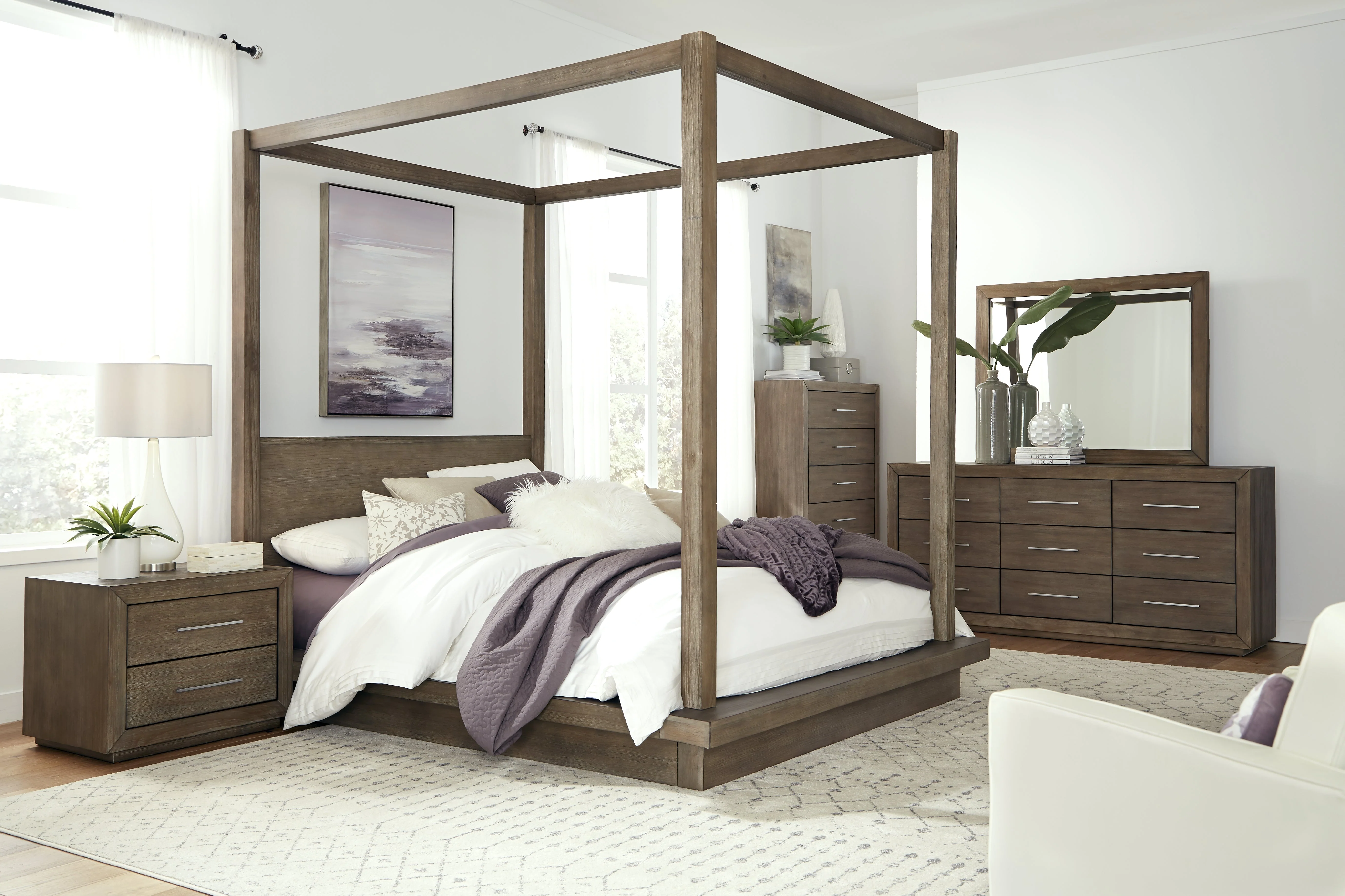 Melbourne Wood California King Canopy Bed in Dark Pine - Image 2