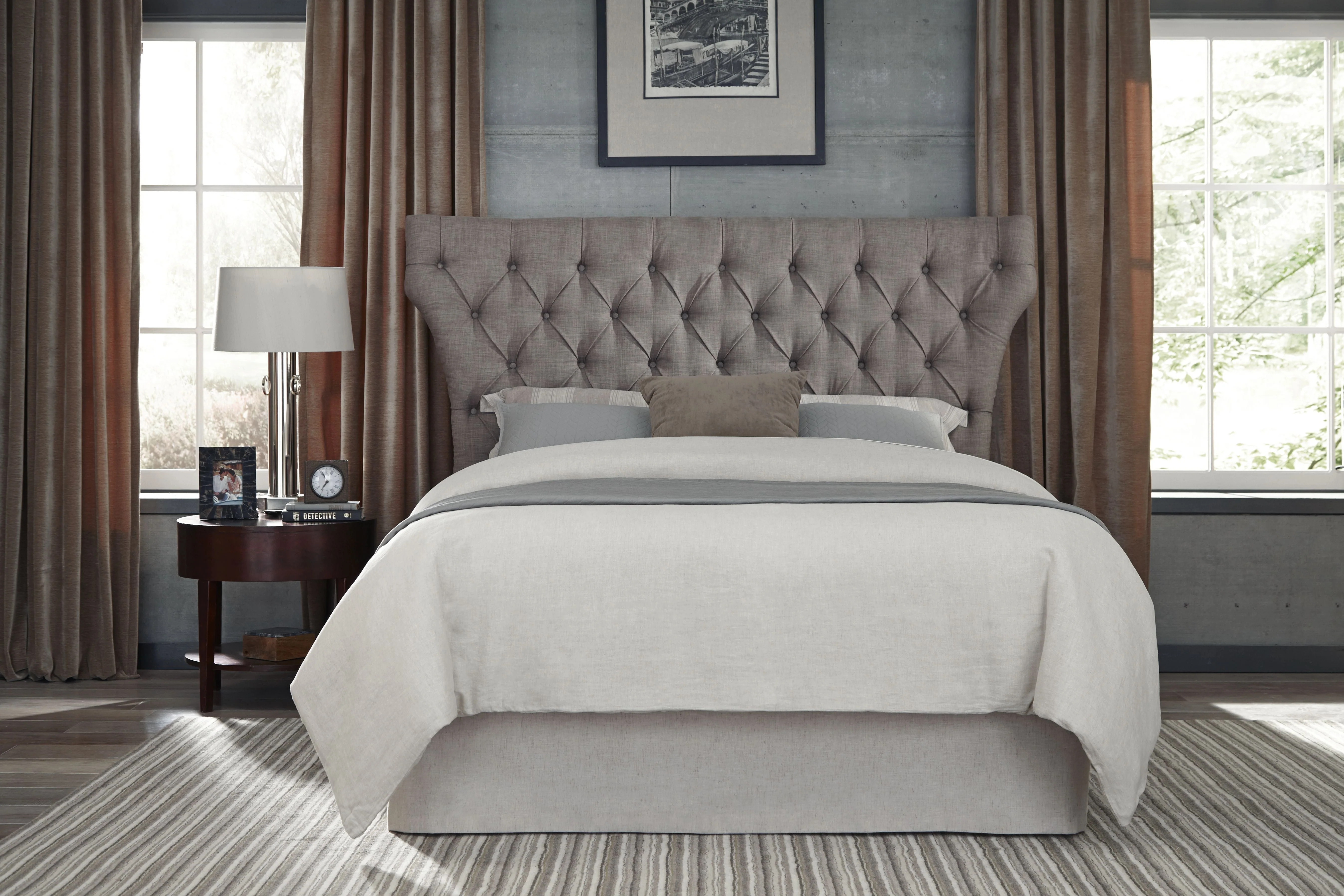 Melina Tufted Upholstered Headboard in Dolphin Linen - Image 2