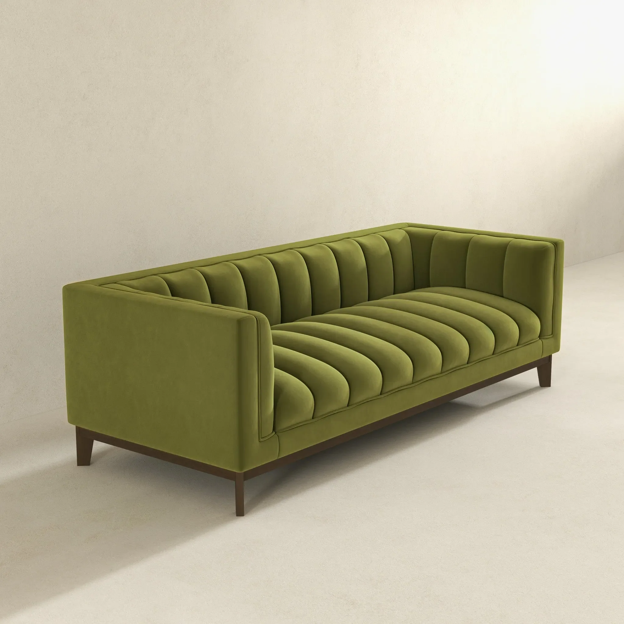 Melissa Mid-Century Green Velvet Modern Sofa - Image 2
