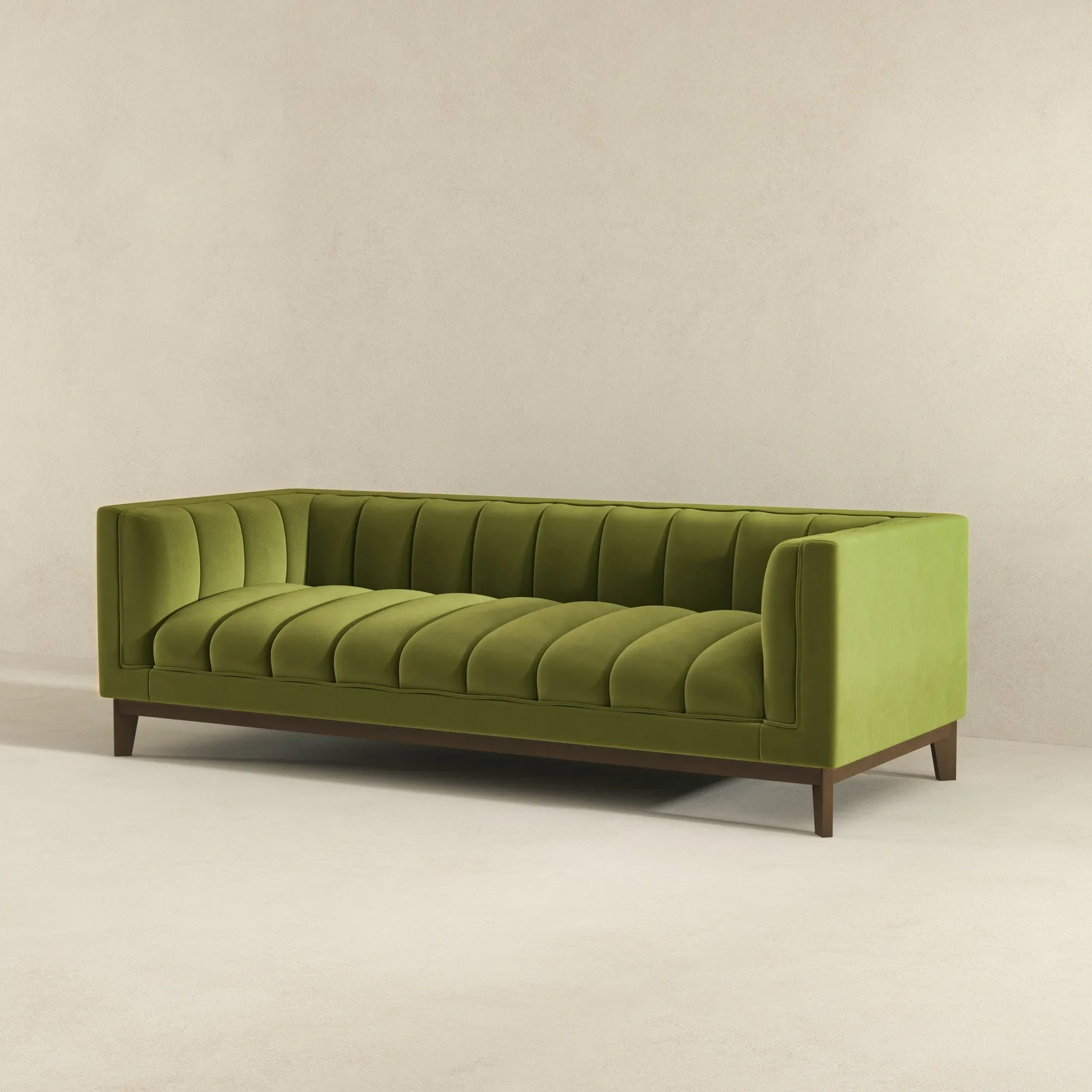 Melissa Mid-Century Green Velvet Modern Sofa - Image 3