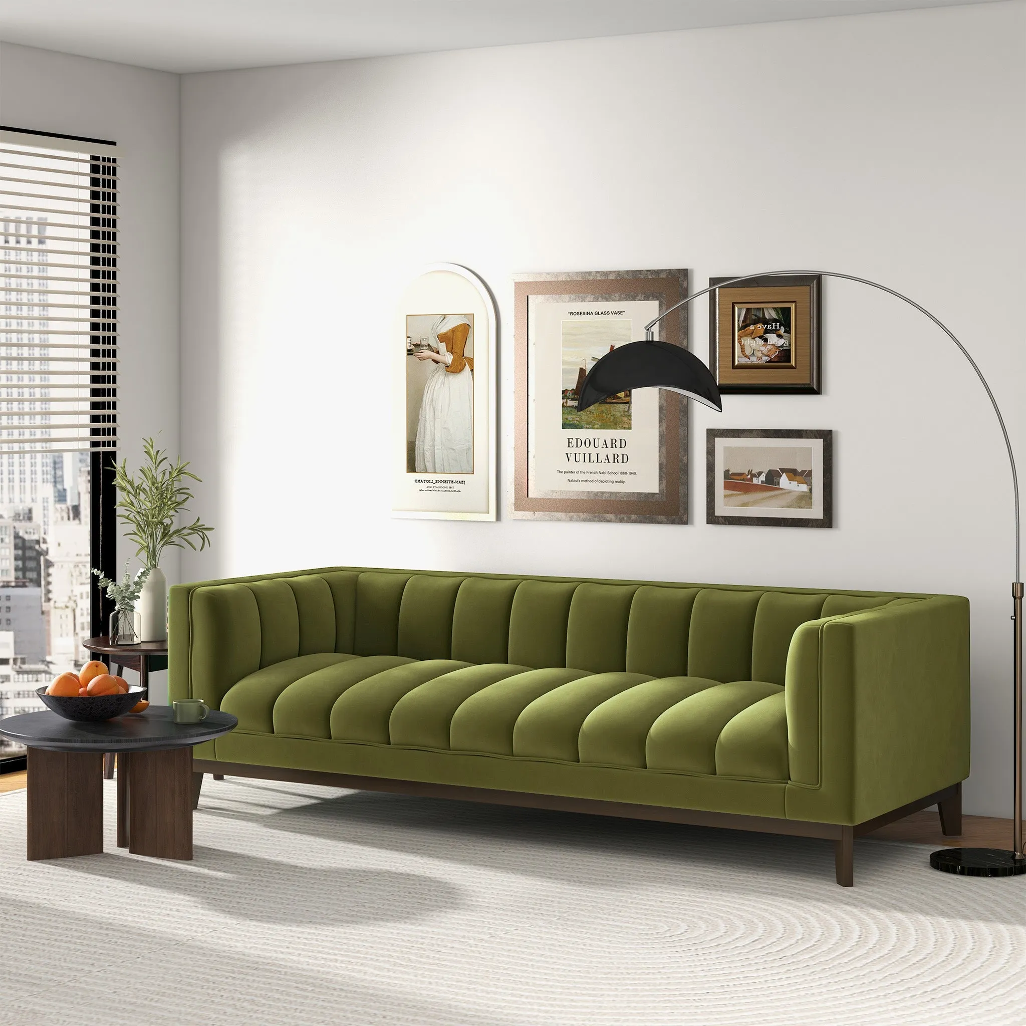 Melissa Mid-Century Green Velvet Modern Sofa - Image 5