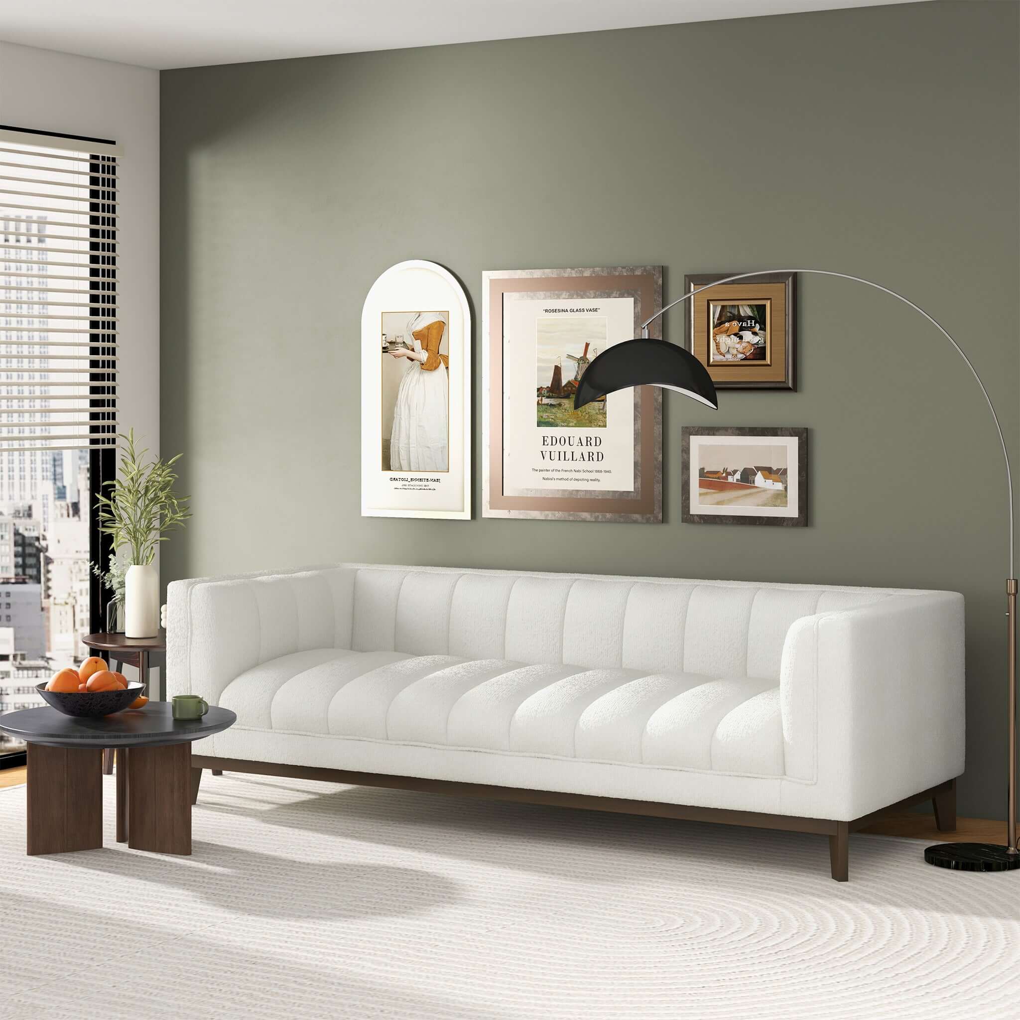 Melissa Mid-Century White Boucle Modern Sofa - Image 2