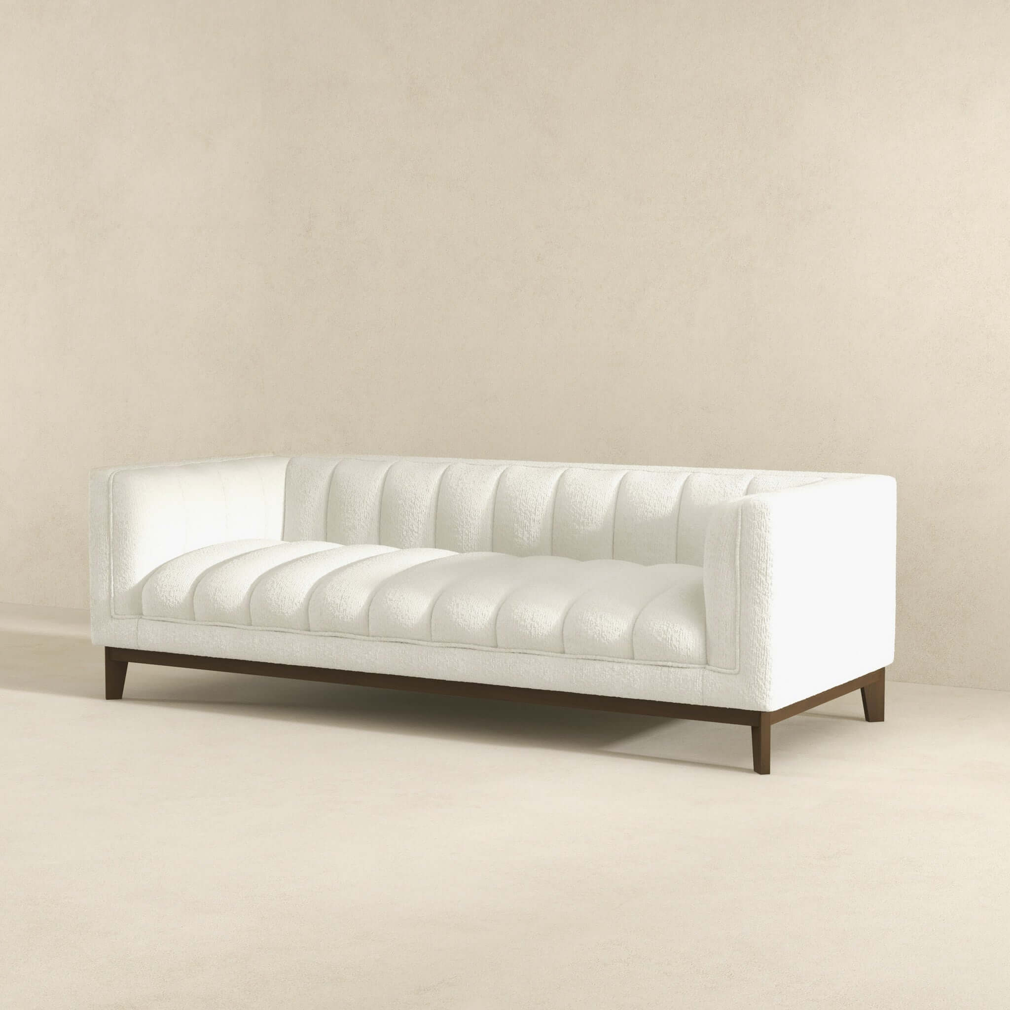 Melissa Mid-Century White Boucle Modern Sofa - Image 4