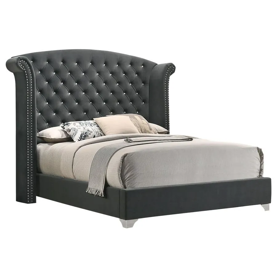 Melody Gray 5-Piece Eastern King Tufted Upholstered Bedroom Set - Image 3