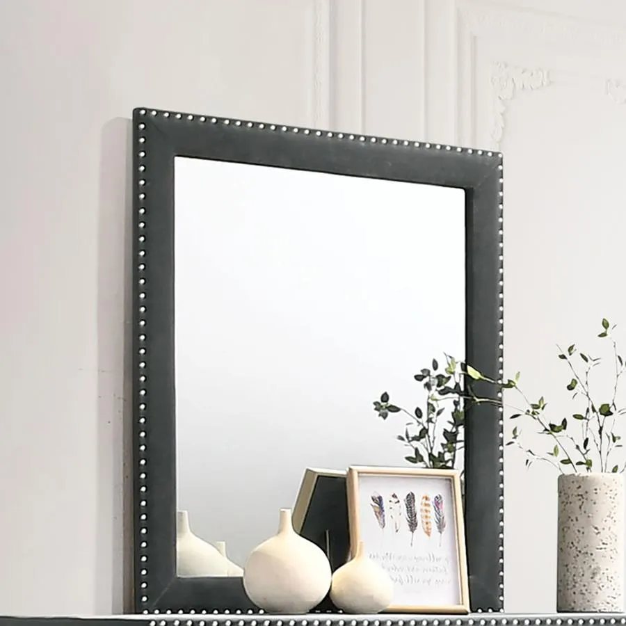 Melody Gray Rectangular Upholstered Dresser Mirror