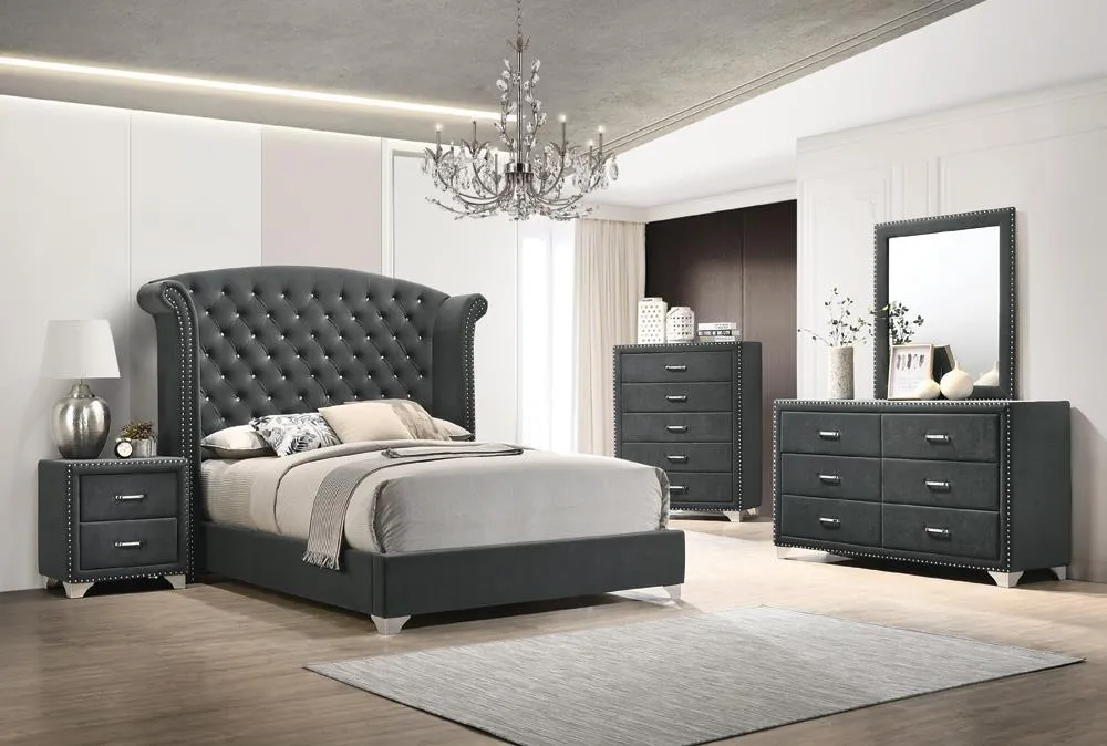 Melody Gray Rectangular Upholstered Dresser Mirror - Image 3
