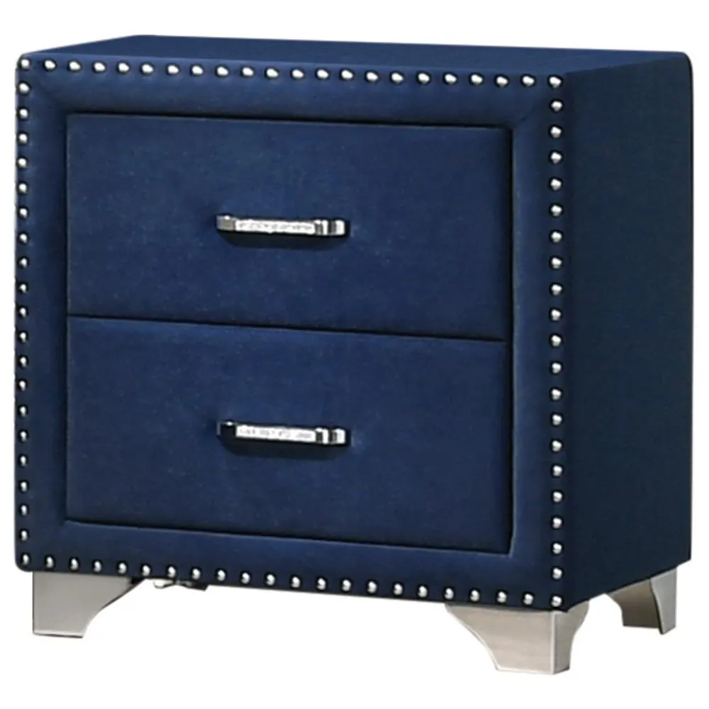 Melody Pacific Blue Upholstered 2-Drawer Nightstand - Image 3