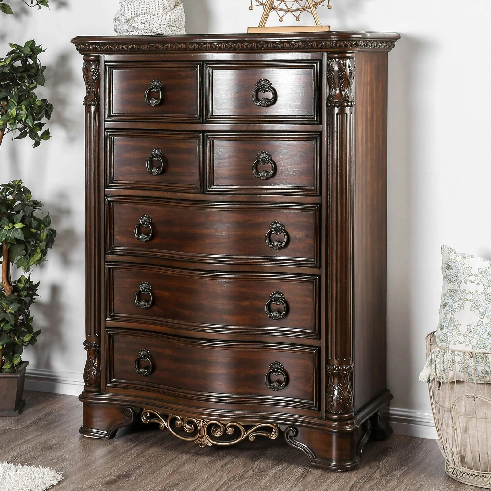 Menodora Brown Cherry 5-Piece Queen Bedroom Set - Image 5