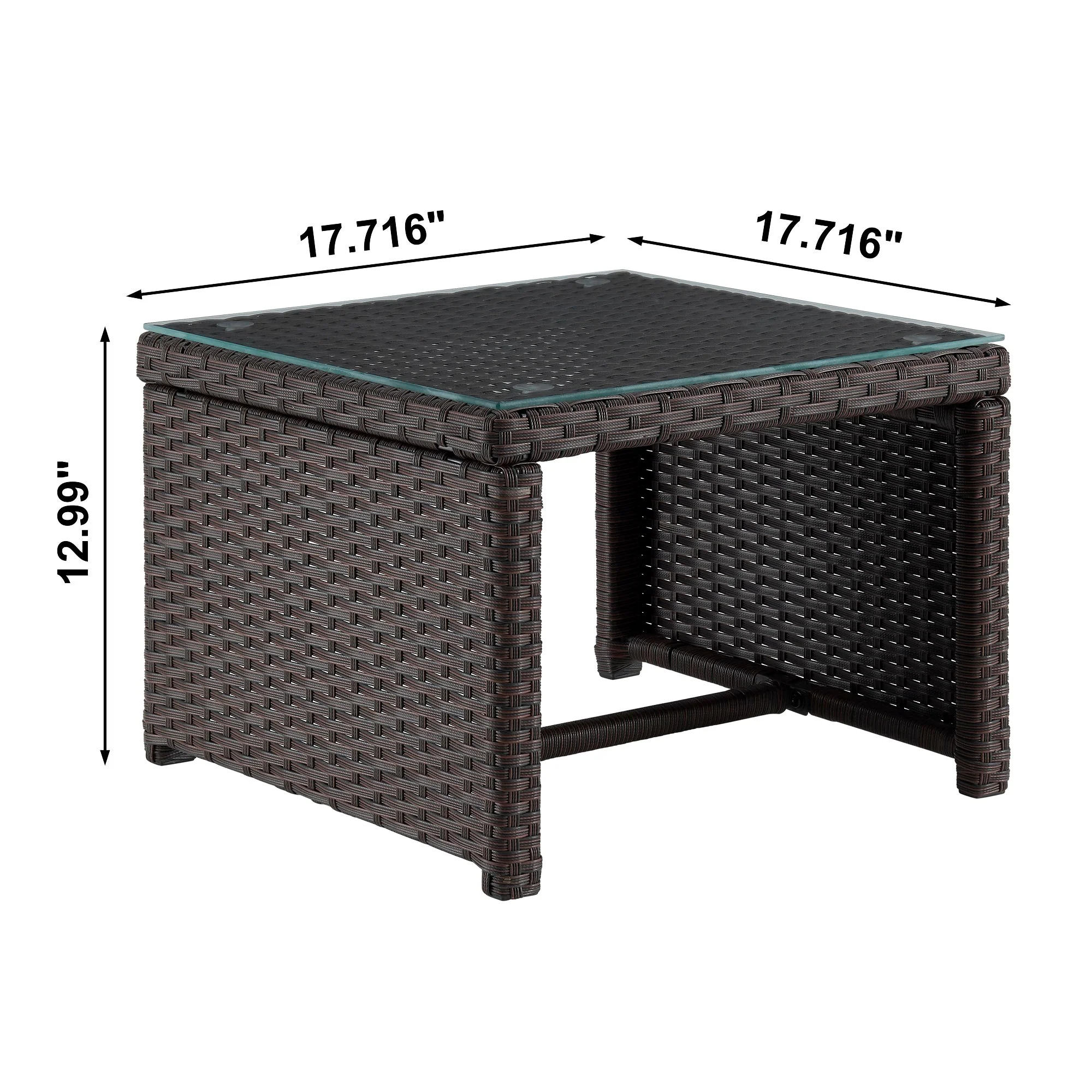 Menton Patio 2-Seater and Lounge Chair with Coffee Table with Cream Cushions - Image 4