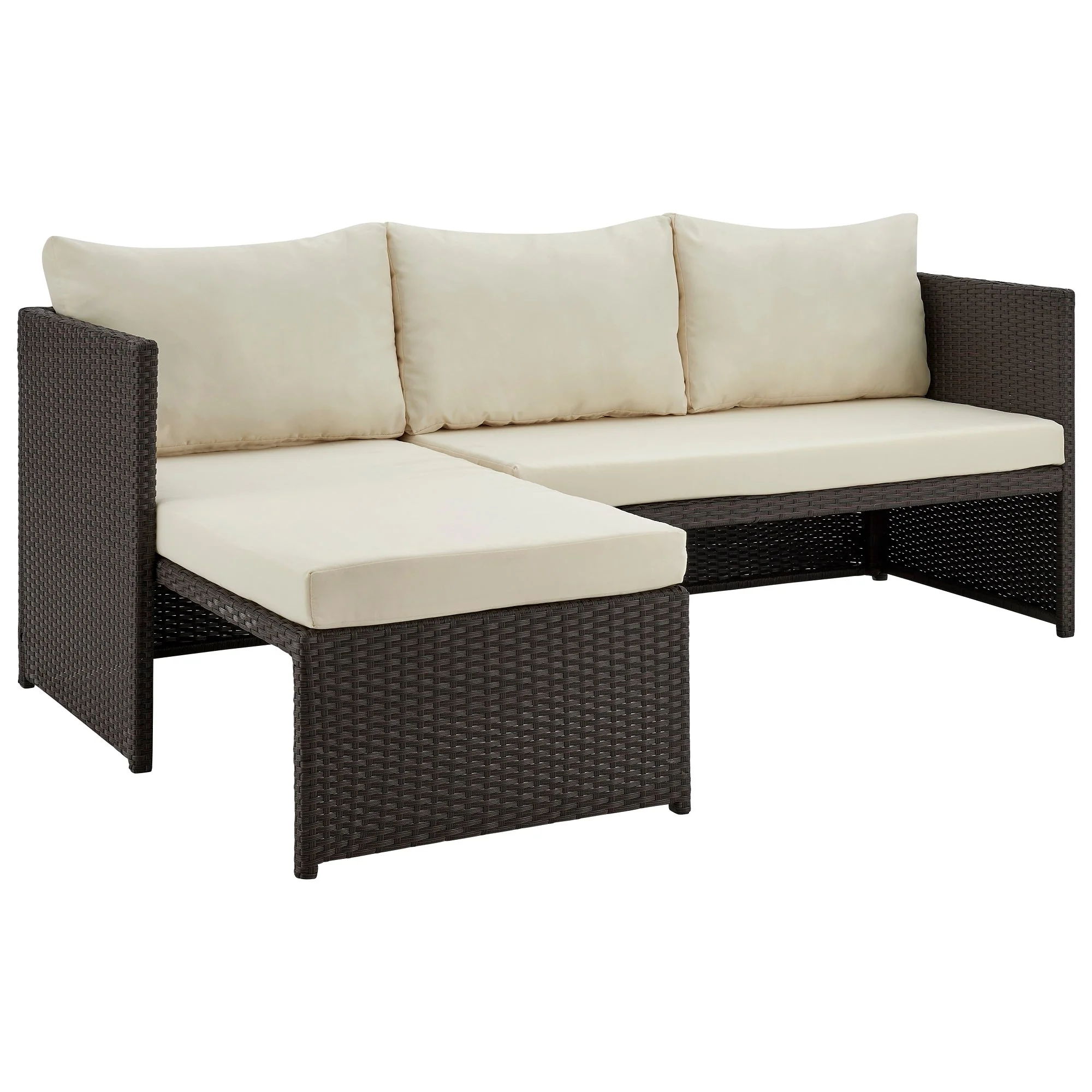 Menton Patio 2-Seater and Lounge Chair with Coffee Table with Cream Cushions - Image 5