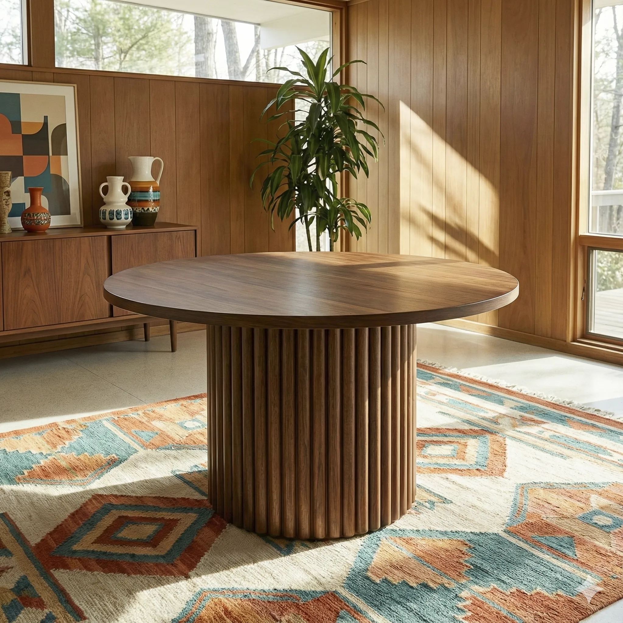 Merlin Solid Wood Walnut Round Dining Table - Image 3