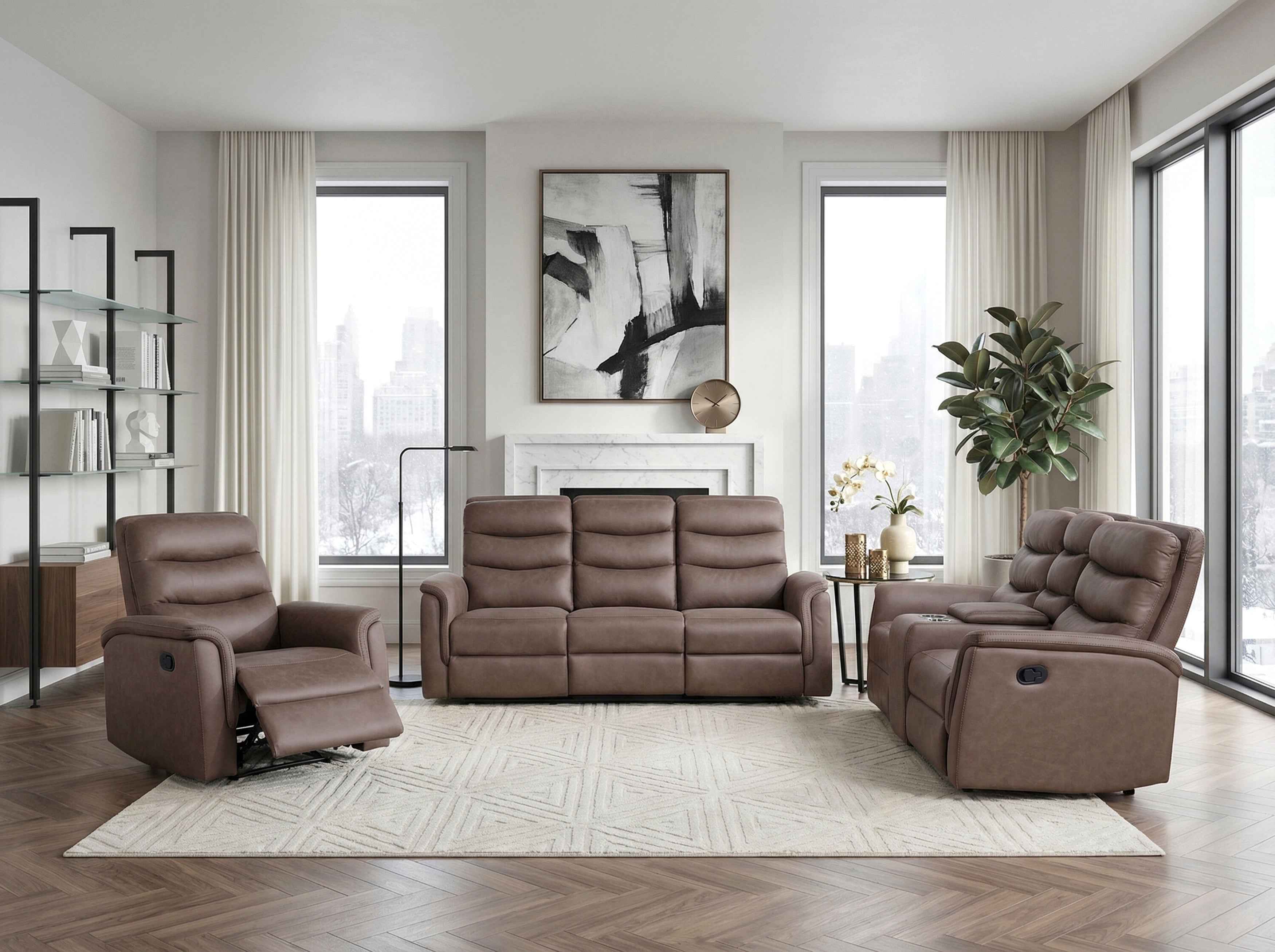 Metric Brown 3-Piece Reclining Living Room Set