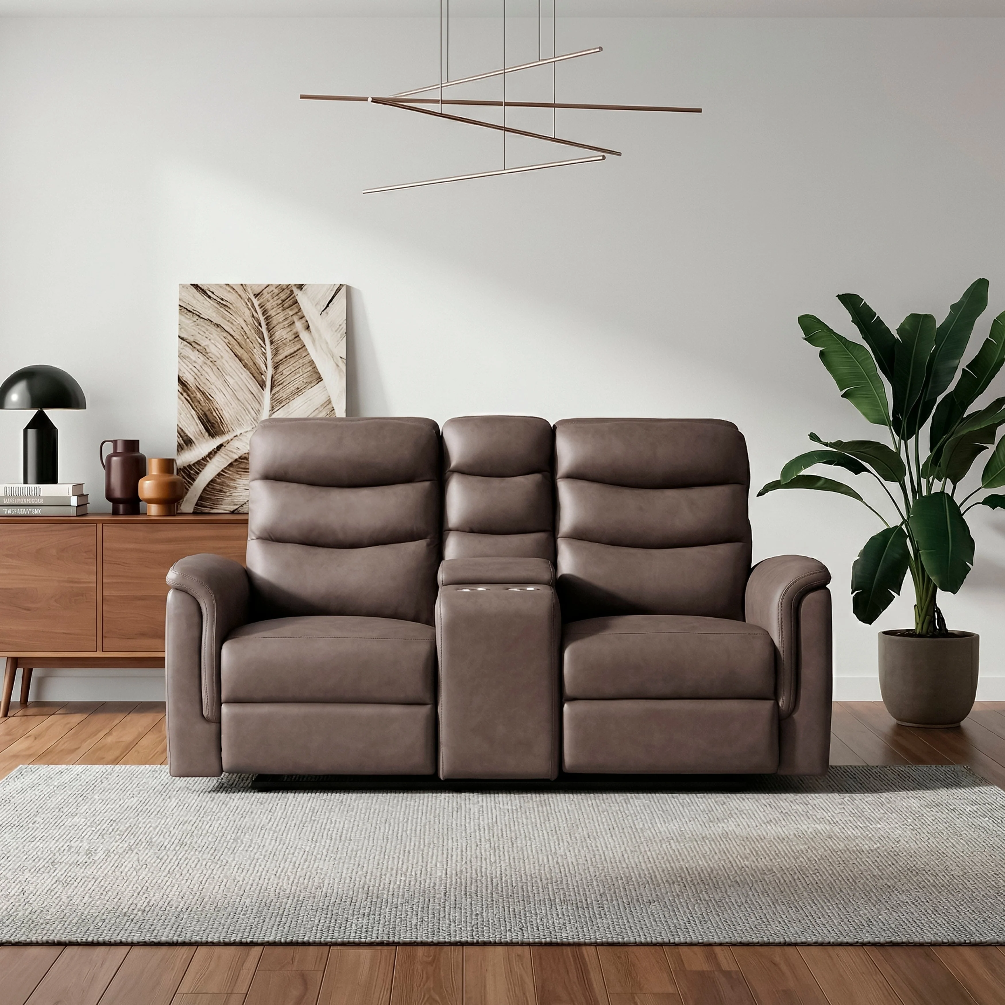 Metric Brown Double Glider Reclining Loveseat with Center Console - Image 11
