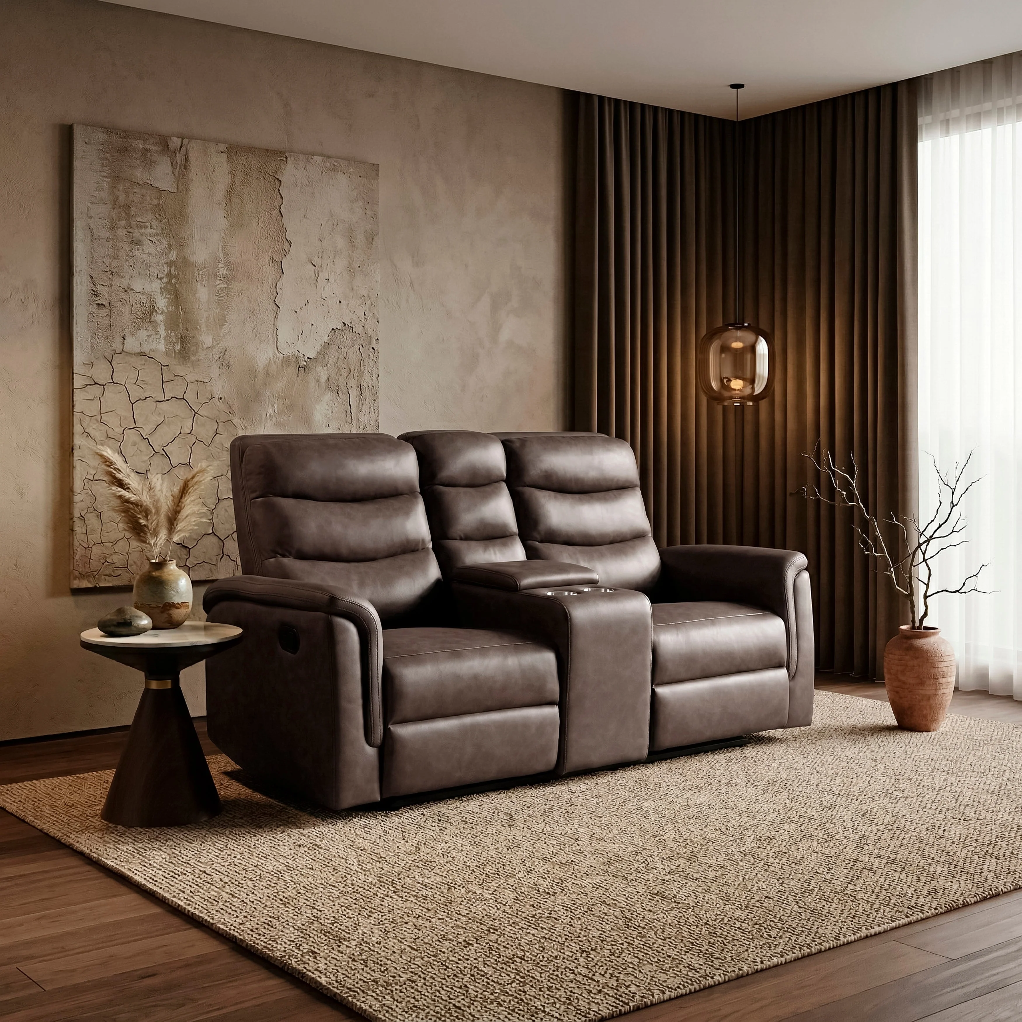 Metric Brown Double Glider Reclining Loveseat with Center Console - Image 12