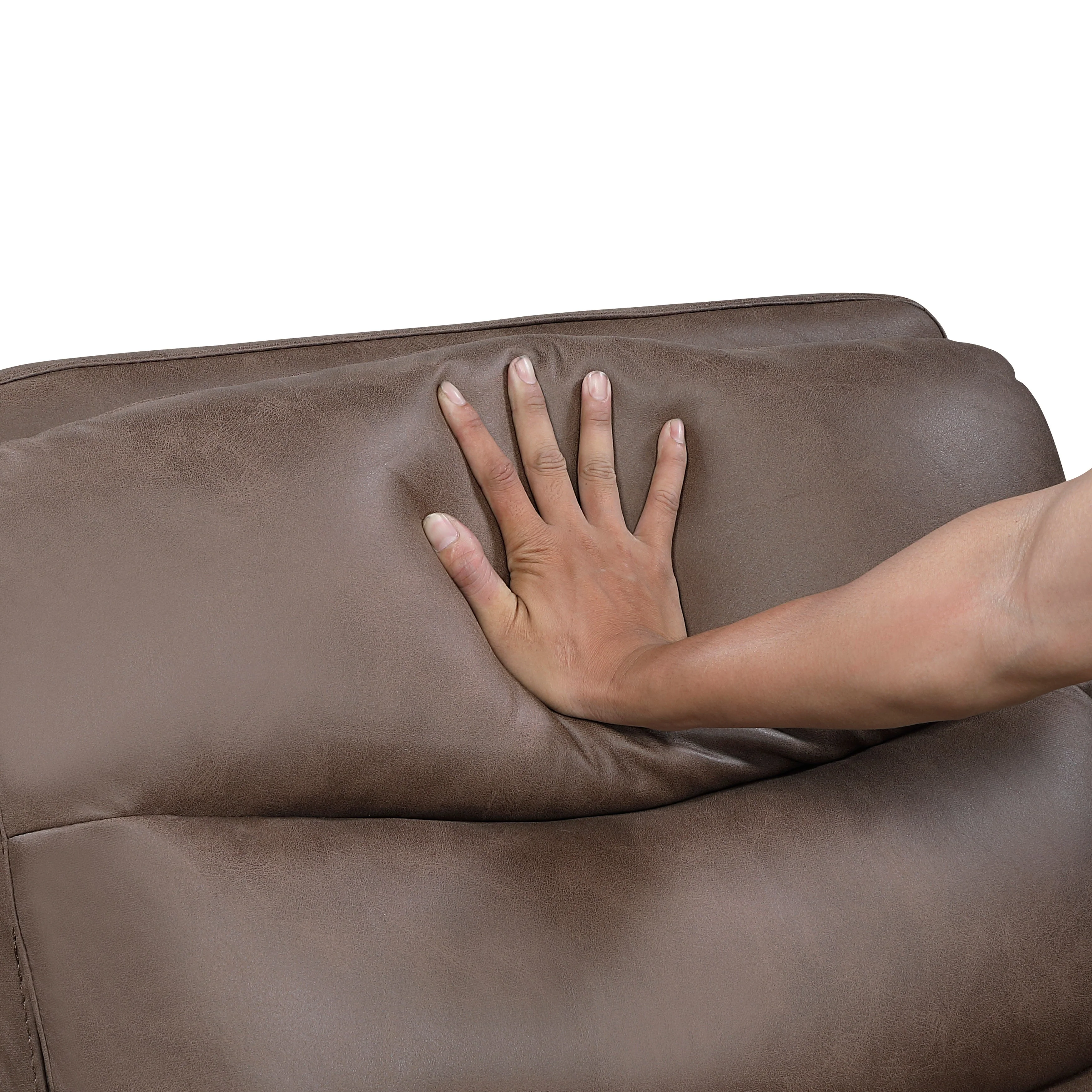 Metric Brown Double Reclining Sofa with Drop-down Cup Holders - Image 7