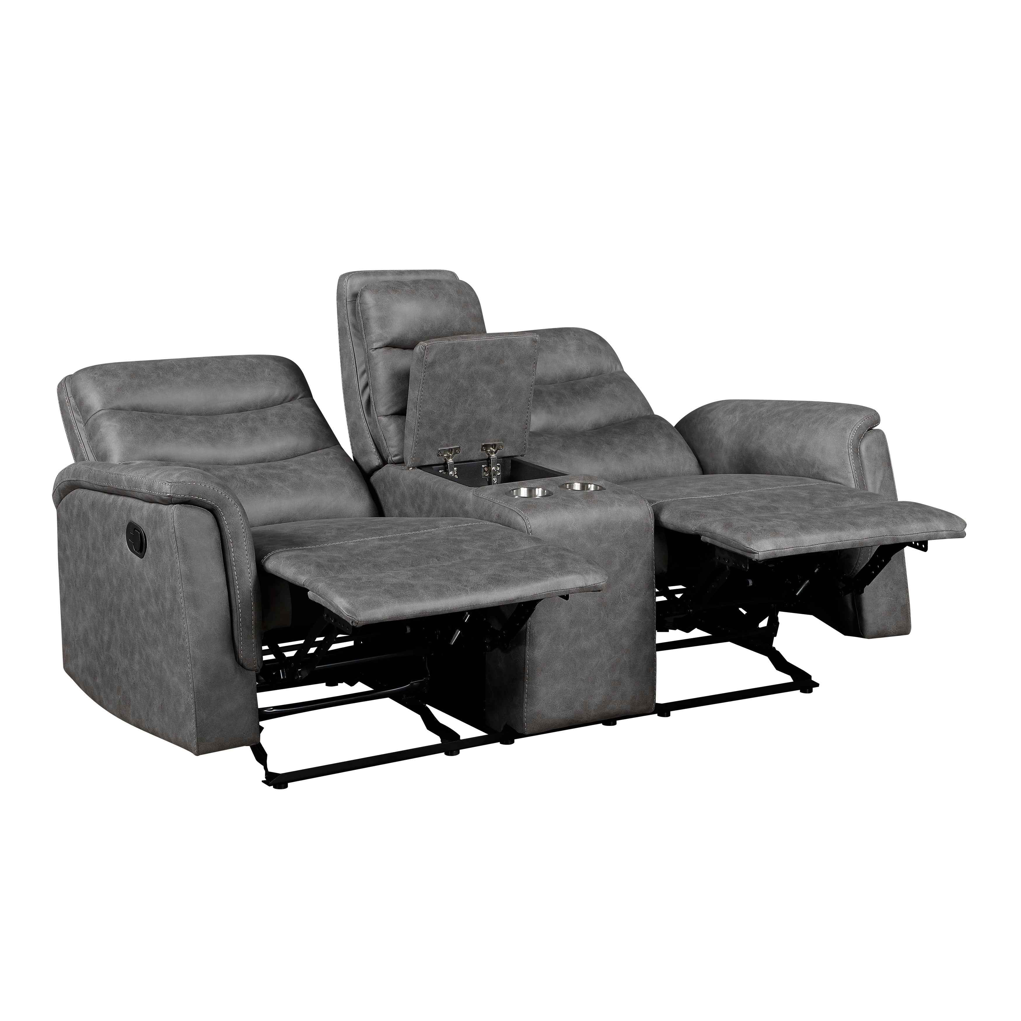 Metric Gray Double Glider Reclining Loveseat with Center Console - Image 4
