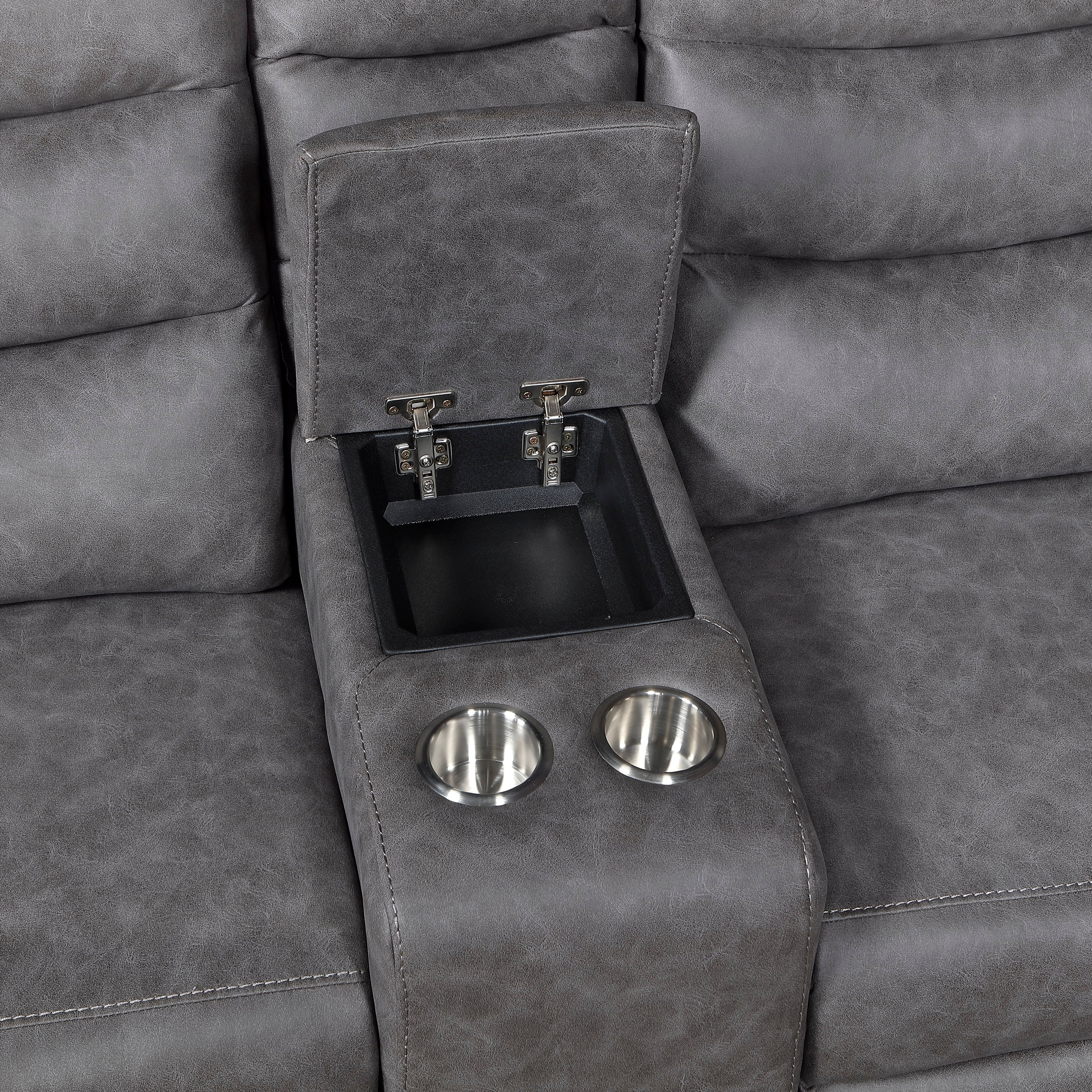 Metric Gray Double Glider Reclining Loveseat with Center Console - Image 5