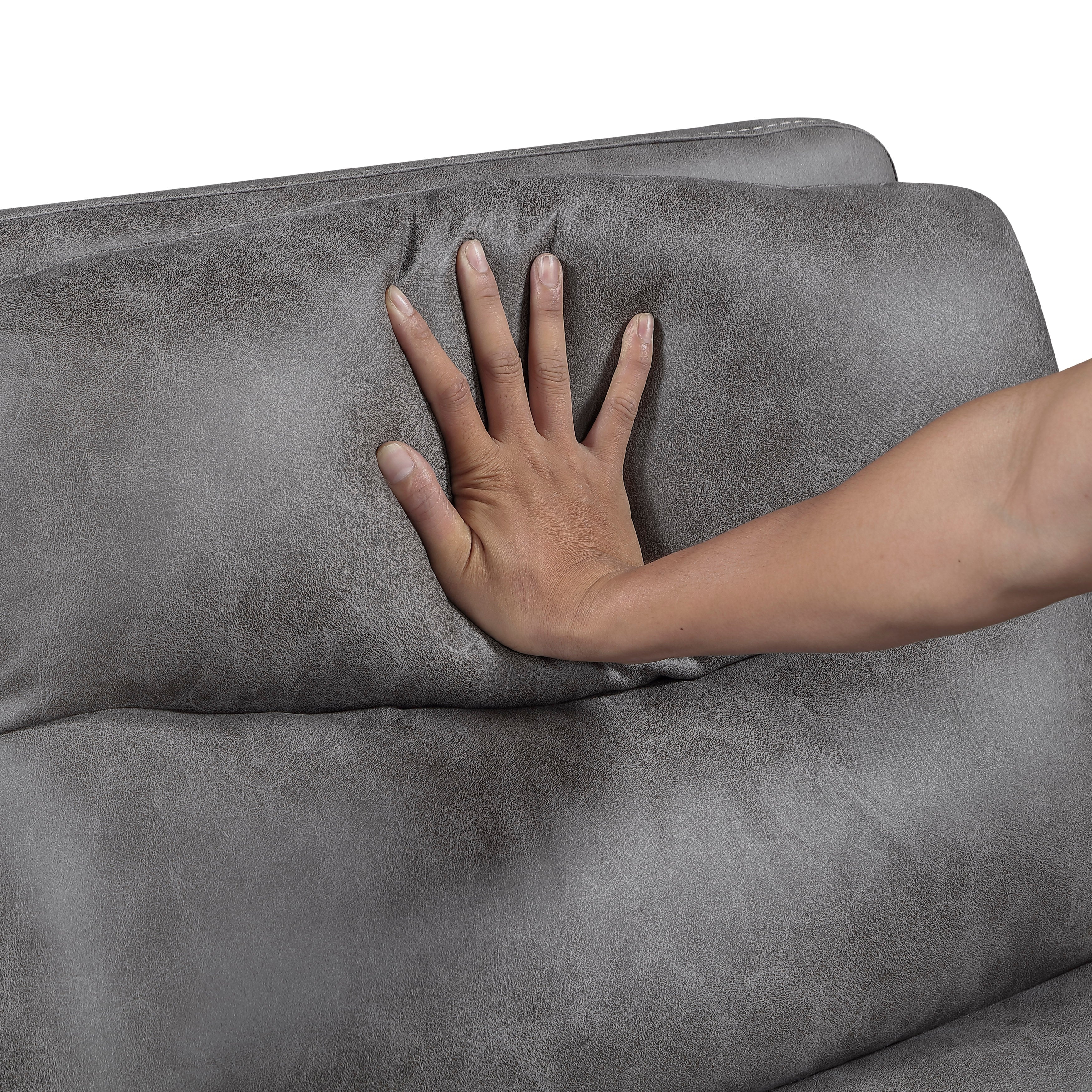 Metric Gray Double Reclining Sofa with Drop-down Cup Holders - Image 7