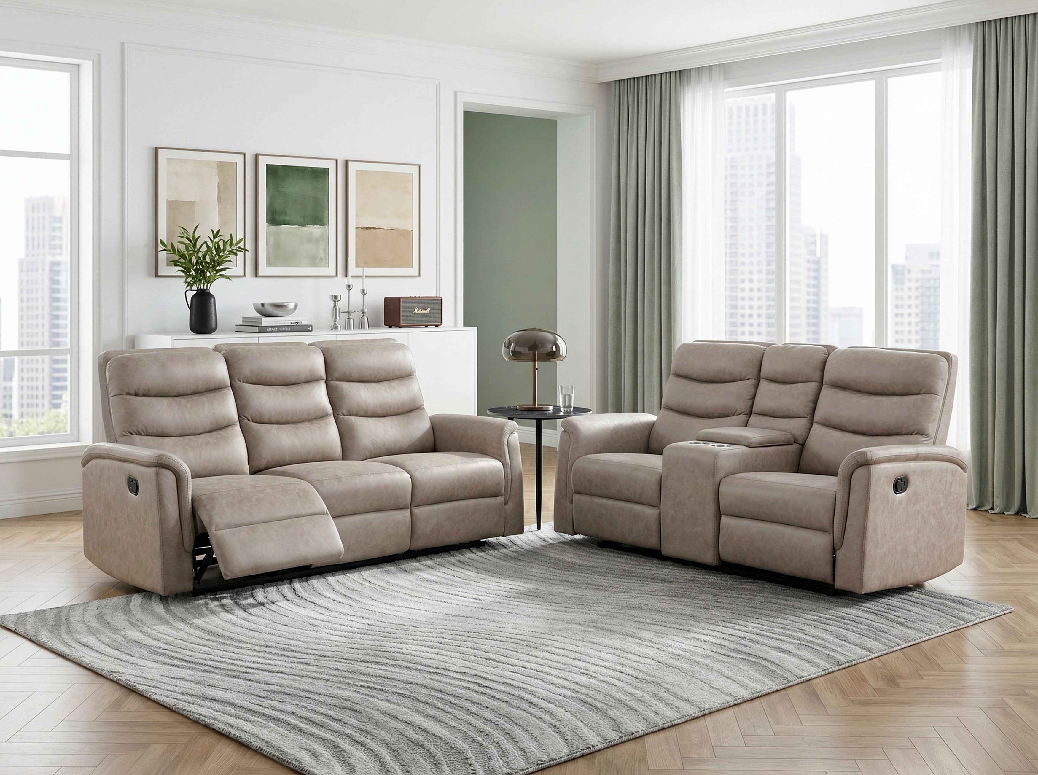 Metric Taupe 2-Piece Reclining Living Room Set