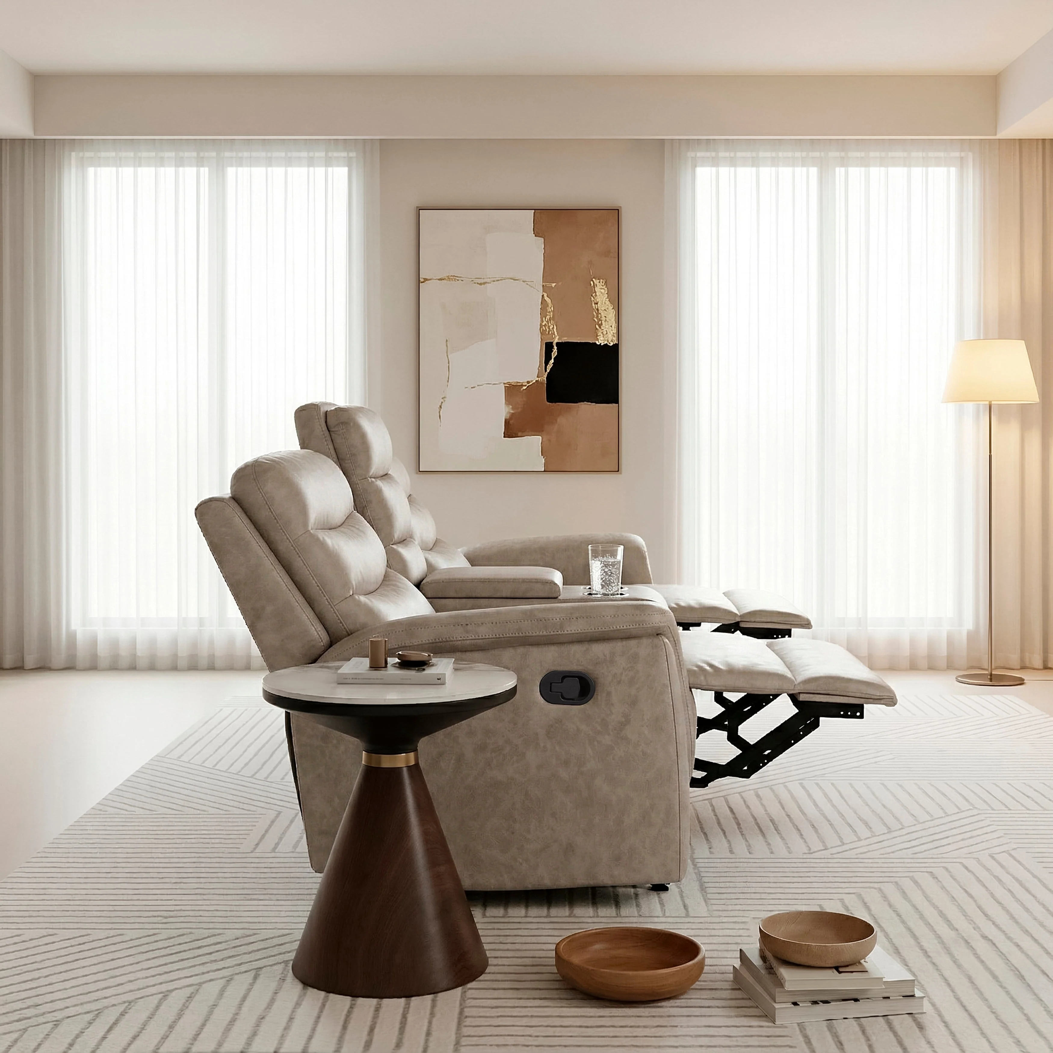 Metric Taupe Double Glider Reclining Loveseat with Center Console - Image 15