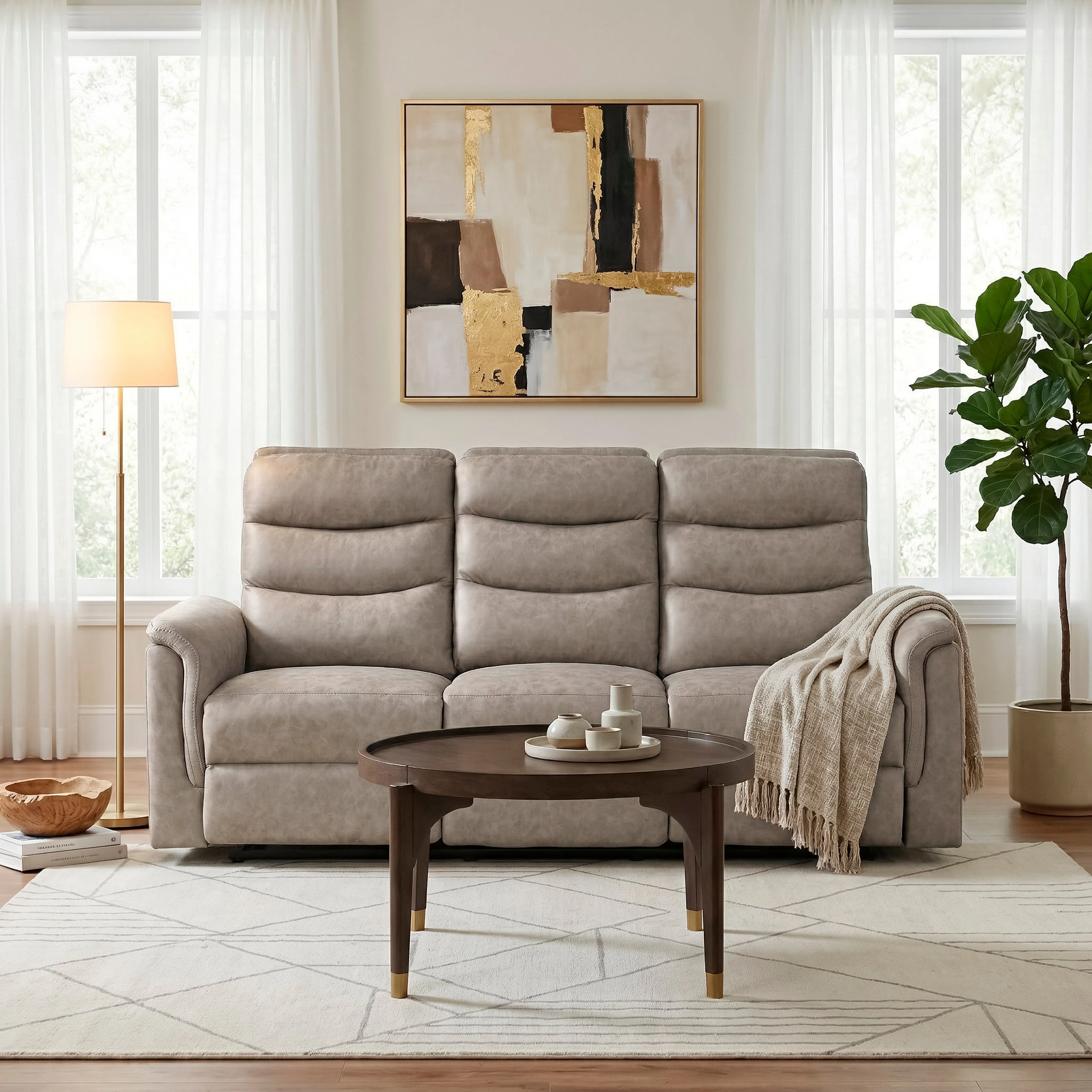 Metric Taupe Double Reclining Sofa with Drop-down Cup Holders - Image 13
