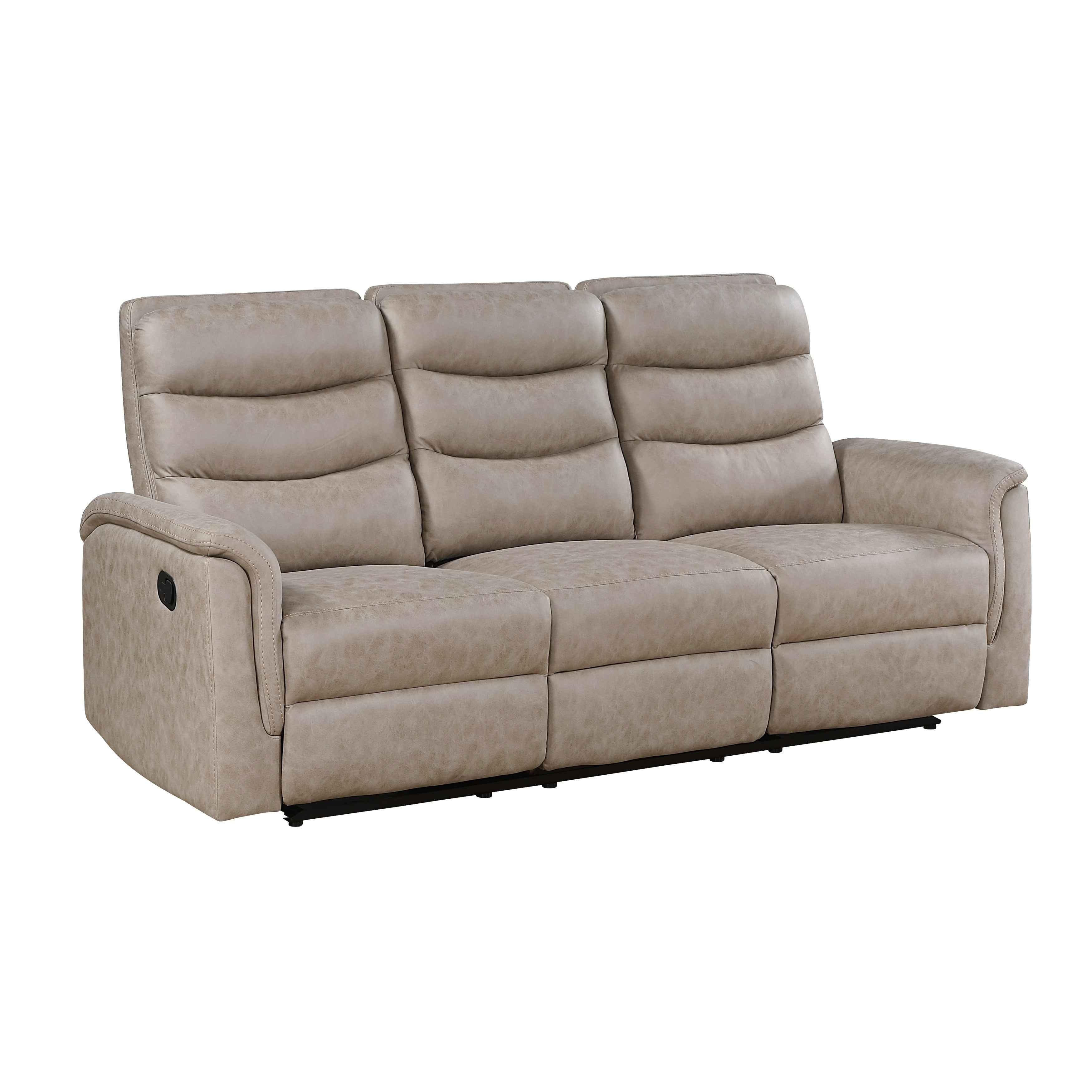 Metric Taupe Double Reclining Sofa with Drop-down Cup Holders - Image 2