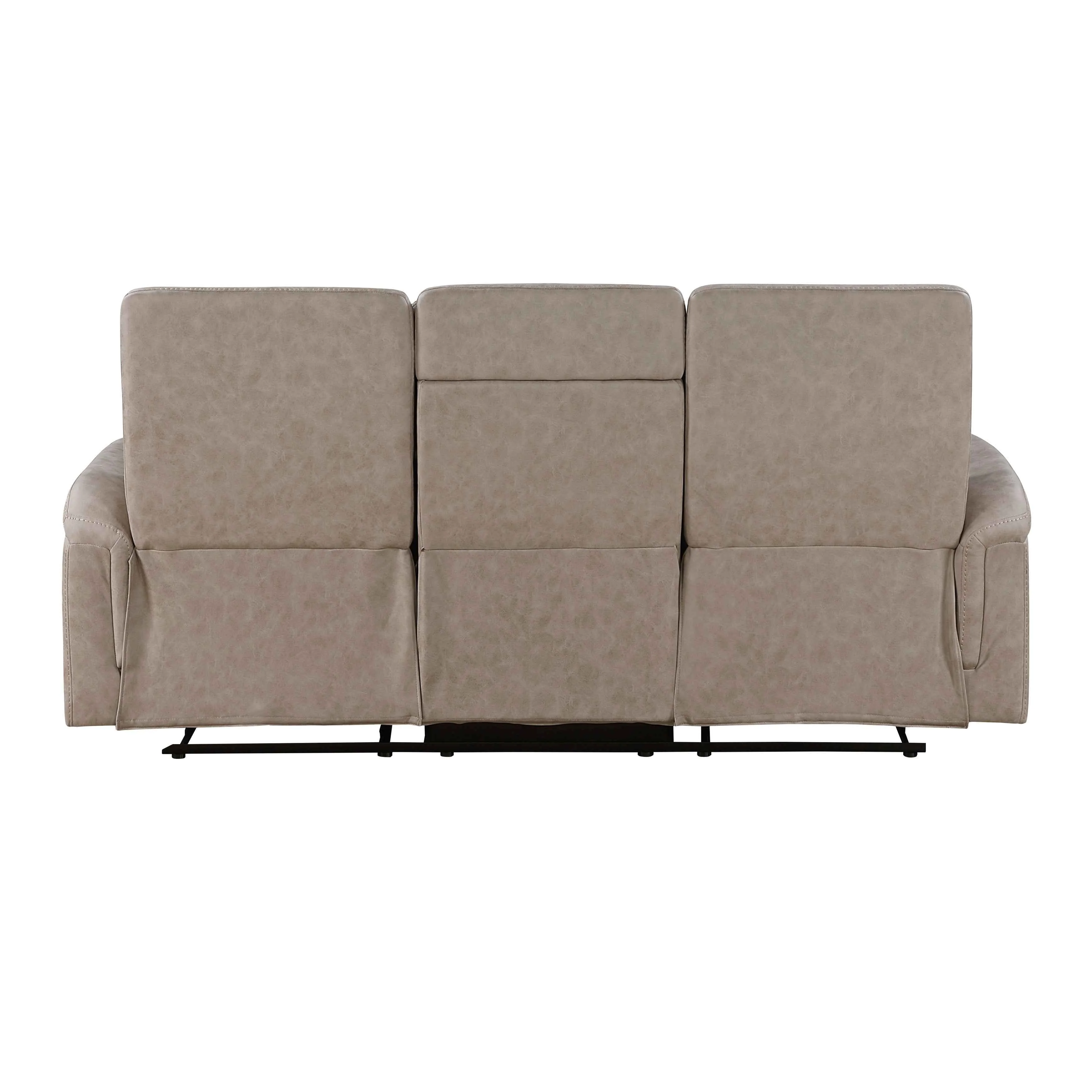 Metric Taupe Double Reclining Sofa with Drop-down Cup Holders - Image 3
