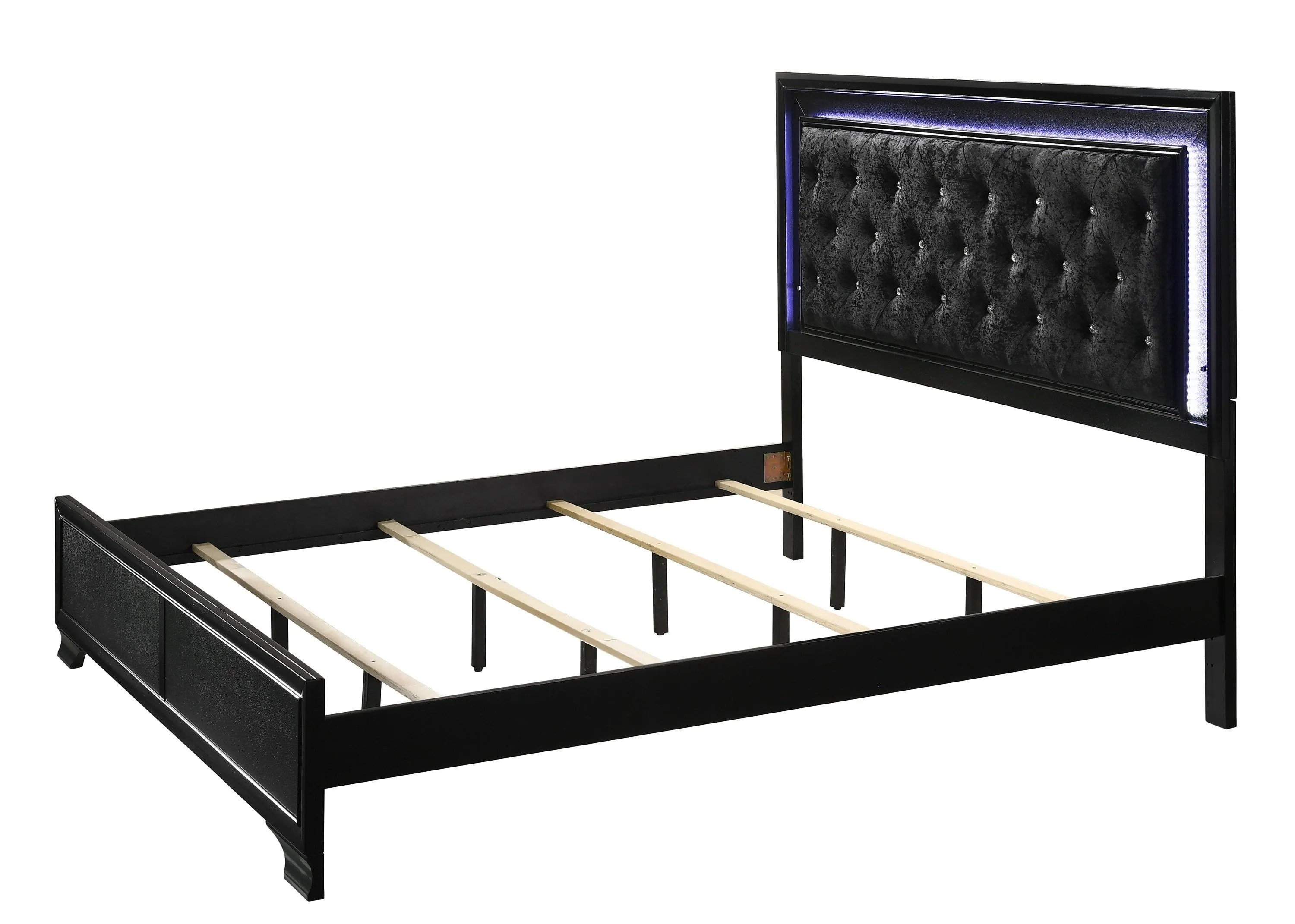 Micah Black King LED Upholstered Panel Bed - Image 3