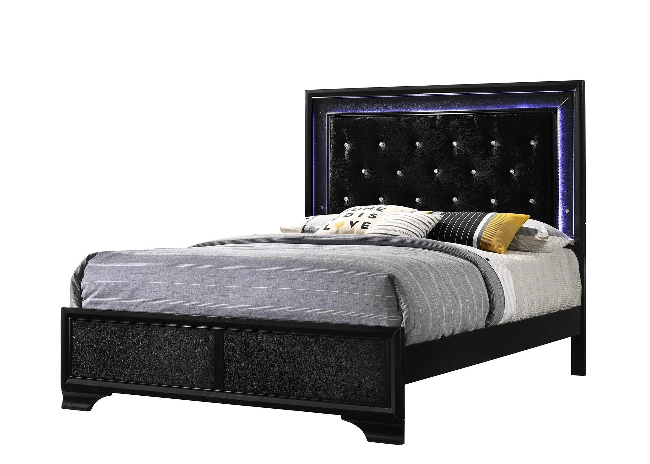 Micah Black LED Upholstered Panel Bedroom Set - Image 4