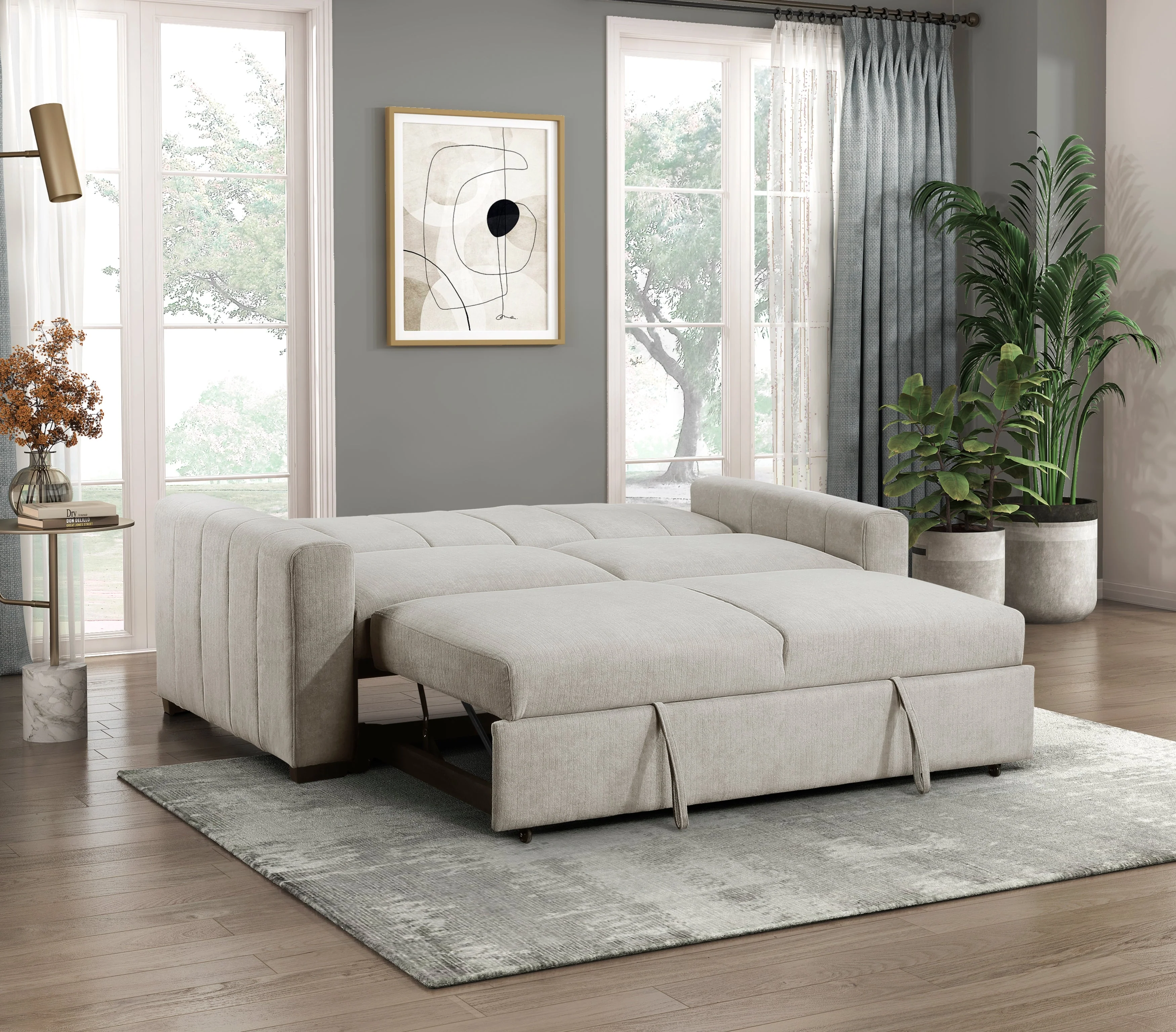 Michah Light Gray Convertible Sofa with Pull-out Bed - Image 9