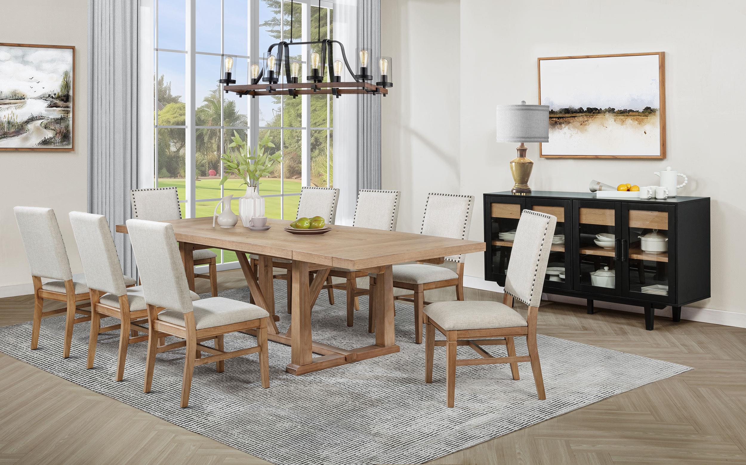Middleton Natural Brown Dining Table with 106-inch Extension Leaf - Image 11