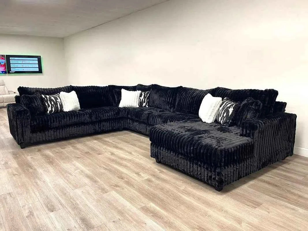 Midnight 4-Piece Black Oversized Right Arm Facing (RAF) Sectional - Image 2
