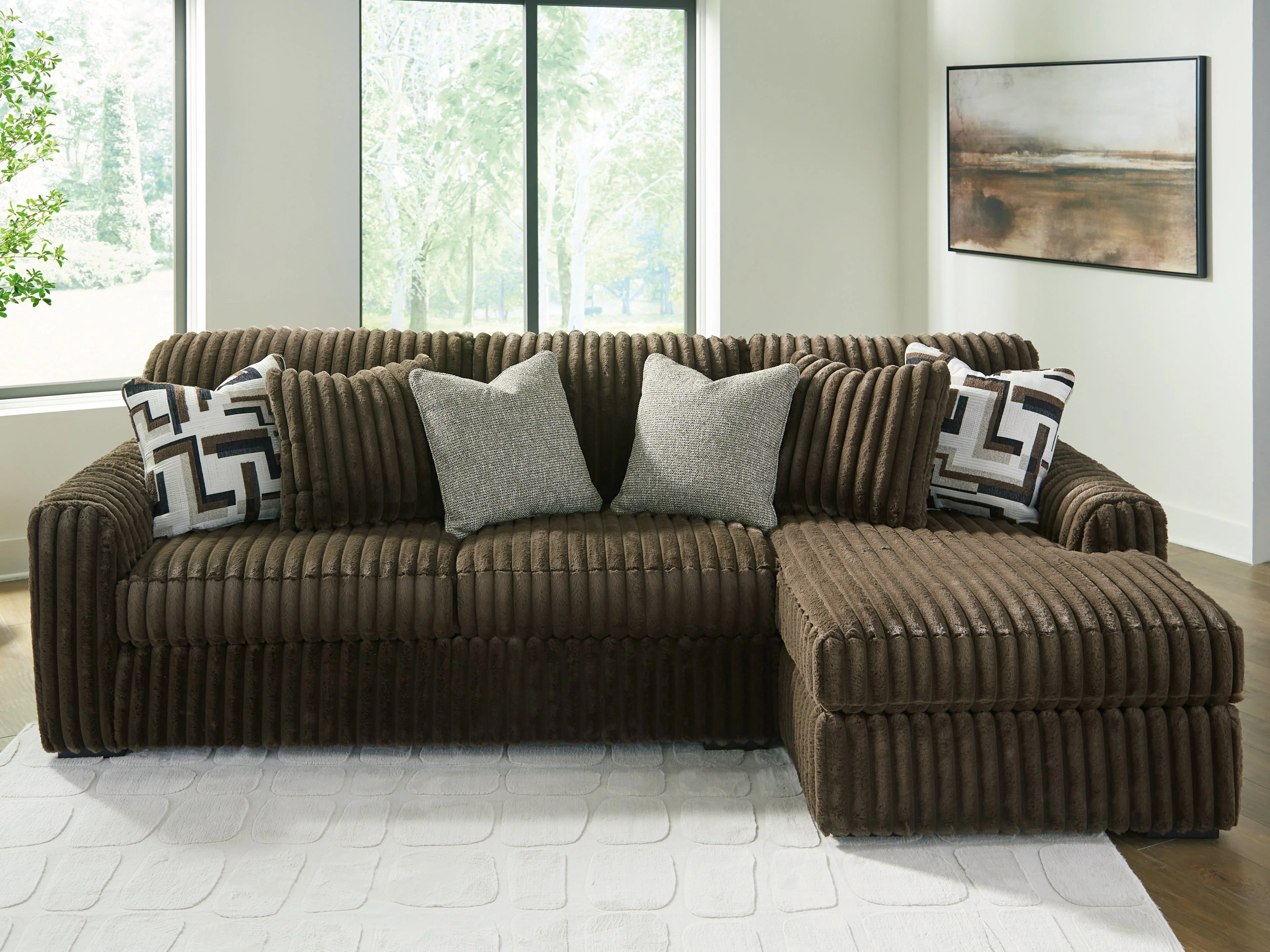 Midnight-Madness Chocolate 2-Piece Sectional Sofa with RAF Chaise