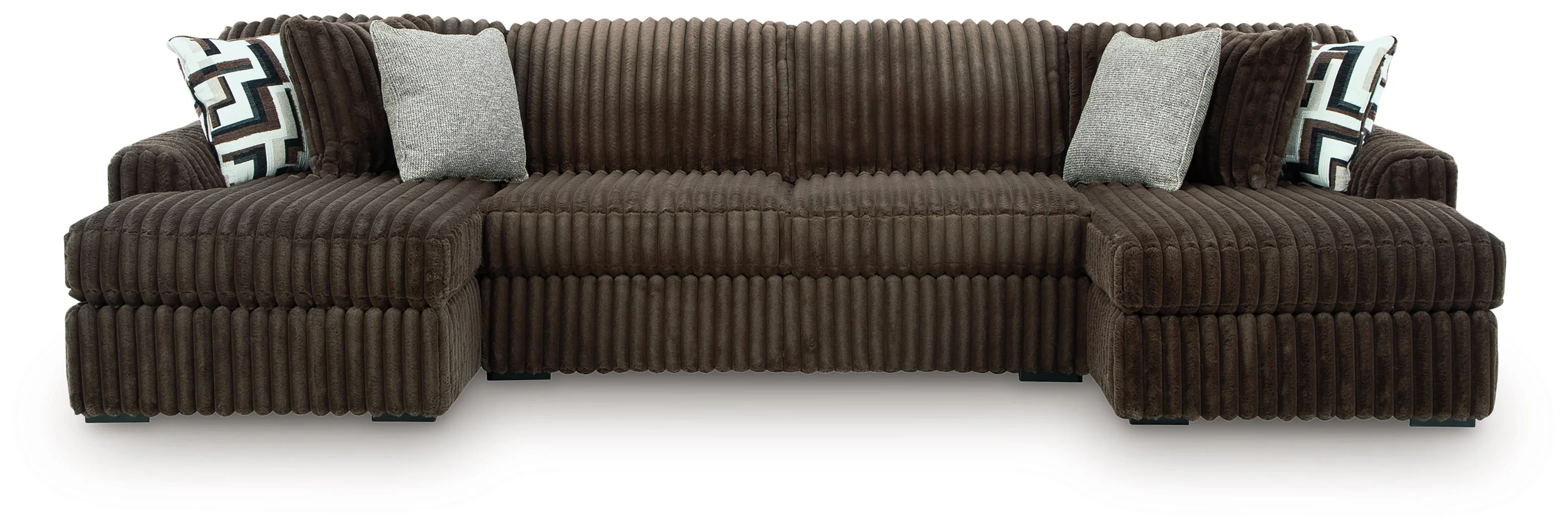 Midnight-Madness Chocolate 3-Piece Sectional with Chaise - Image 2