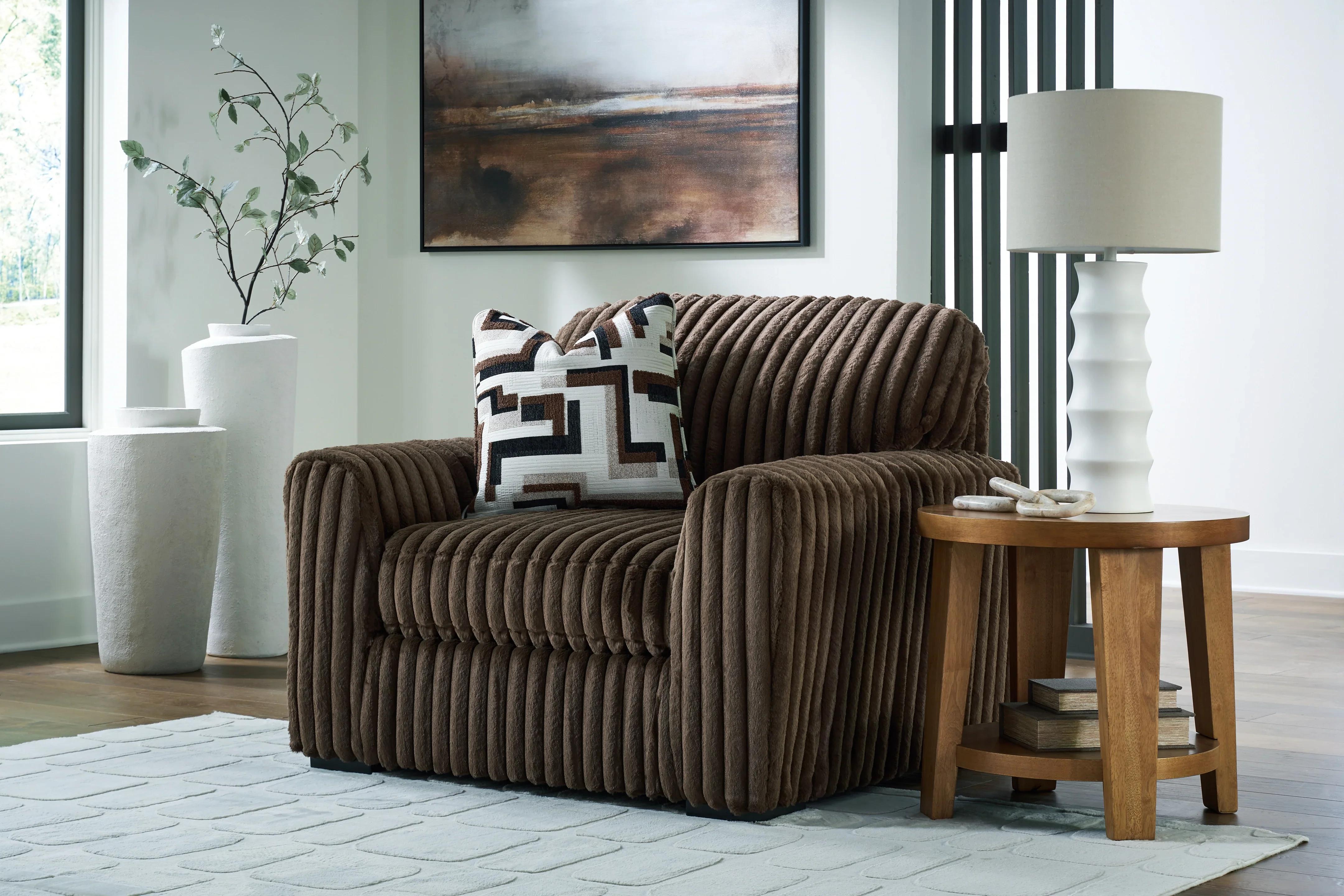 Midnight-Madness Chocolate 4-Piece Sectional and Oversized Chair - Image 10