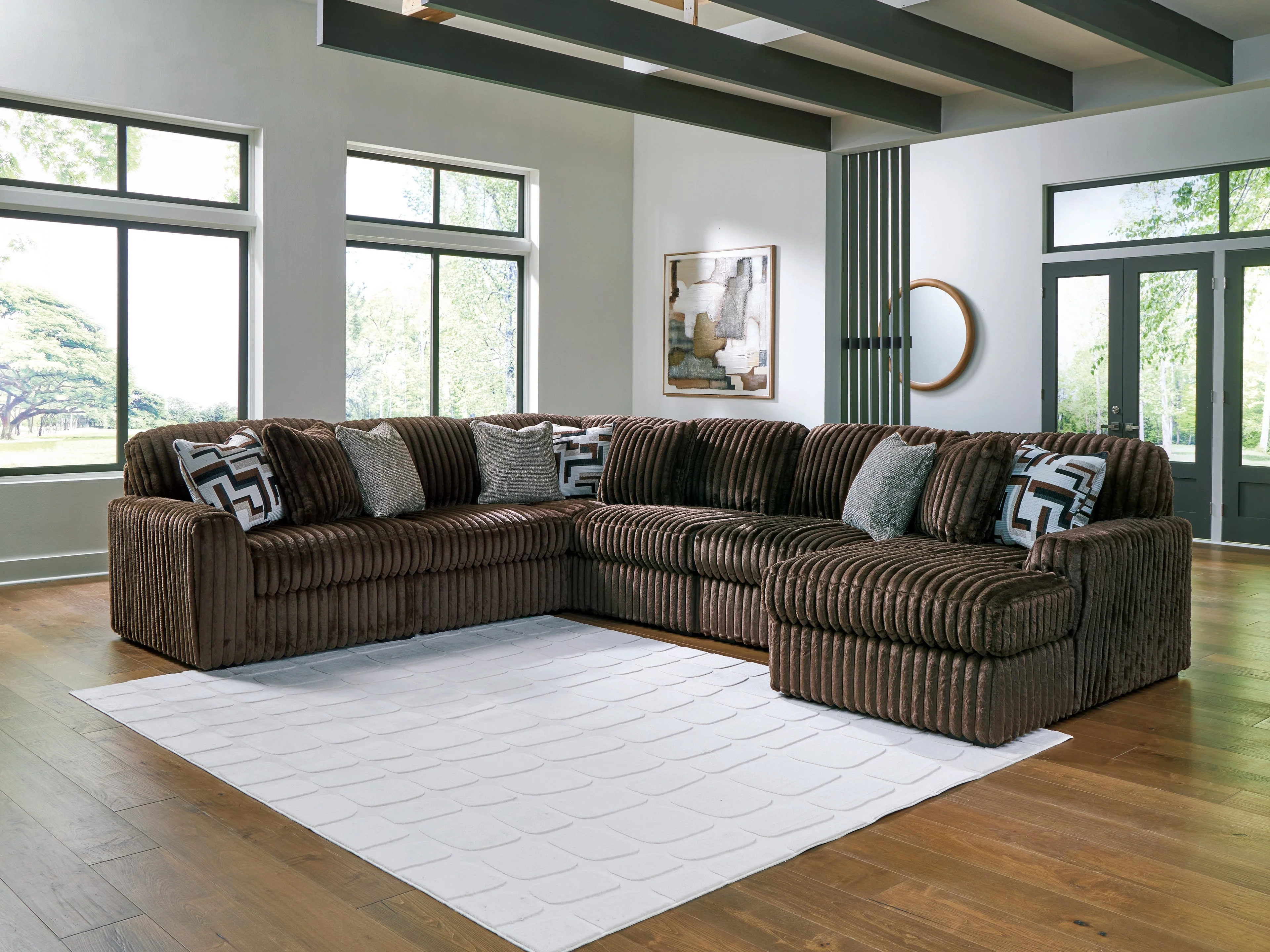 Midnight-Madness Chocolate 6-Piece Sectional with Right Chaise