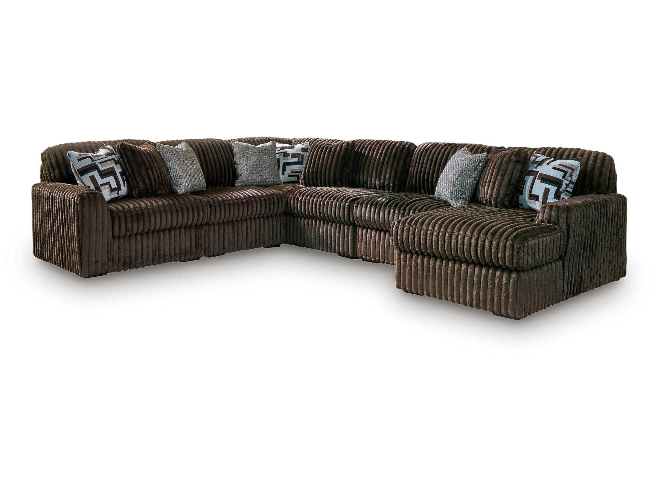 Midnight-Madness Chocolate 6-Piece Sectional with Right Chaise - Image 2