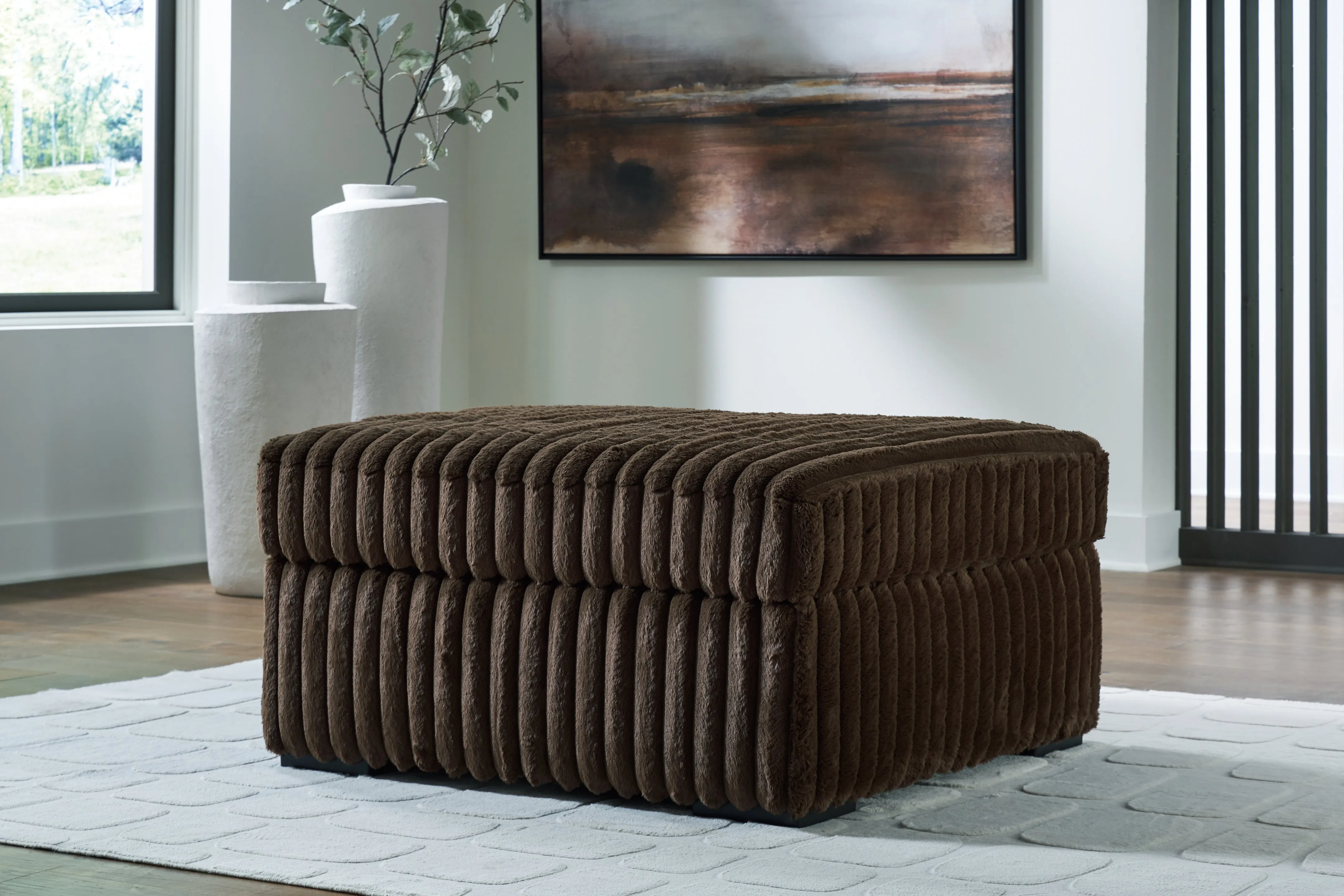 Midnight-Madness Chocolate Loveseat, Oversized Chaise and Ottoman - Image 10