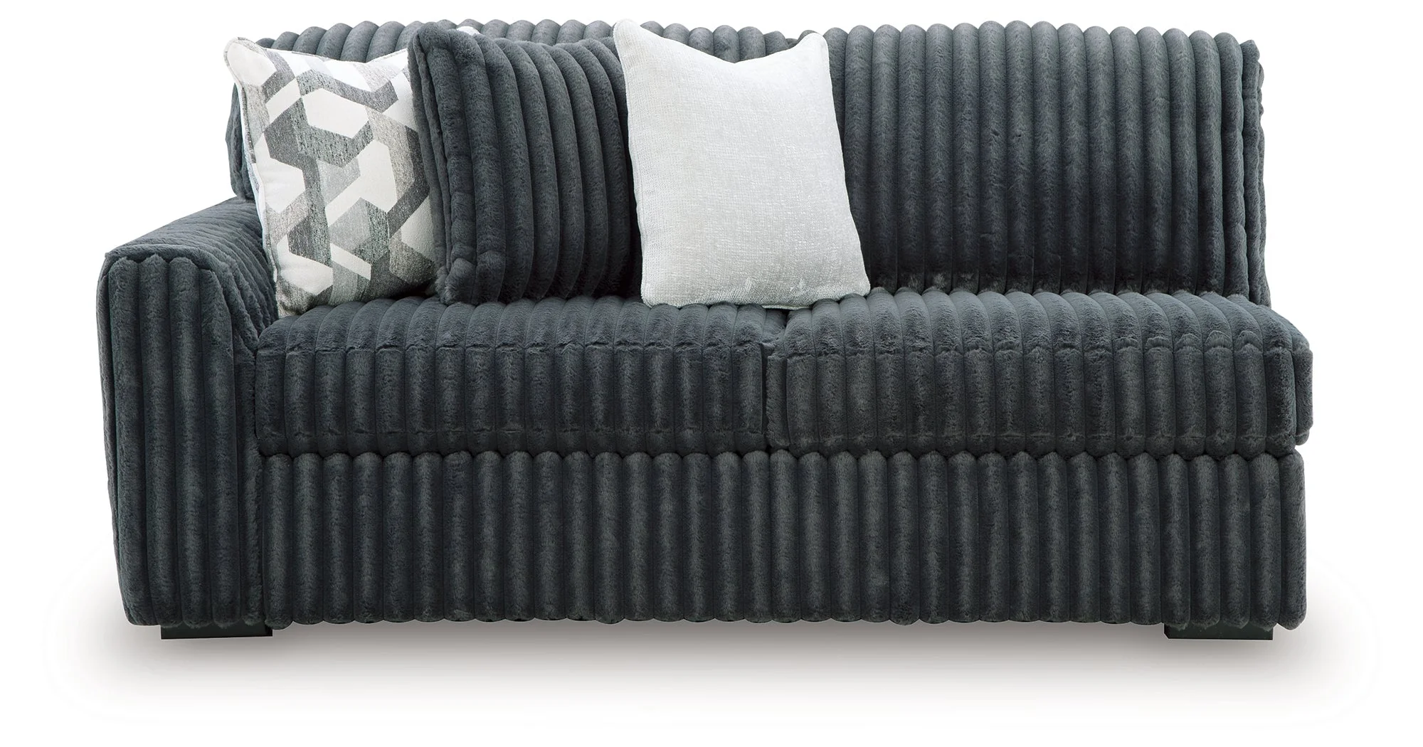 Midnight-Madness Gunmetal 3-Piece Sectional with RAF Chaise - Image 6