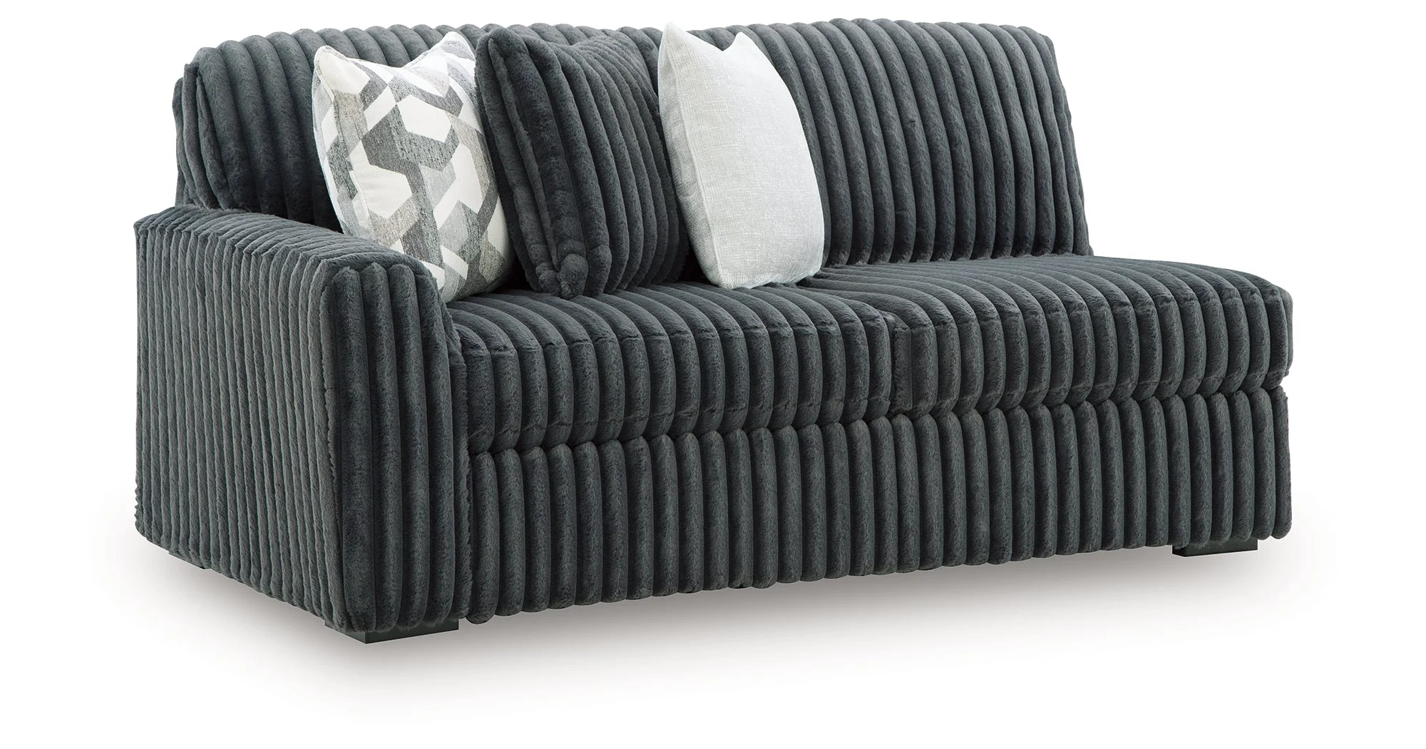 Midnight-Madness Gunmetal 3-Piece Sectional with RAF Chaise - Image 7