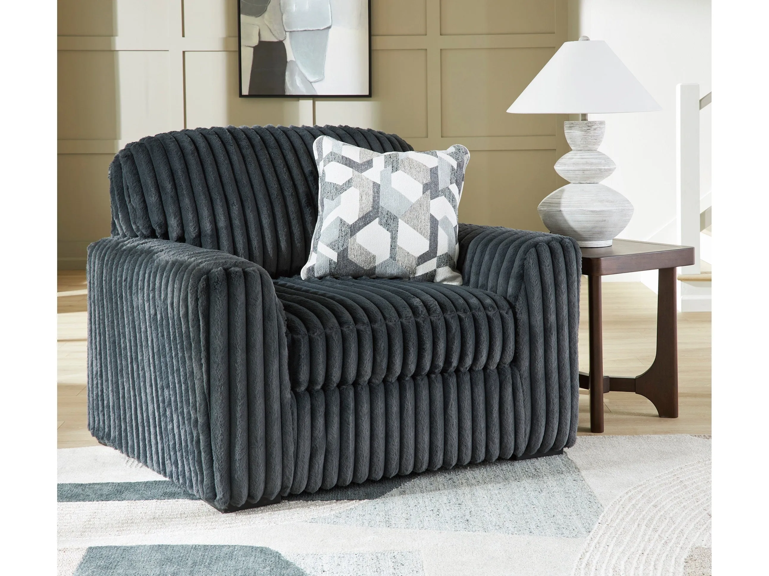 Midnight-Madness Gunmetal Sofa and Chair and a Half - Image 6
