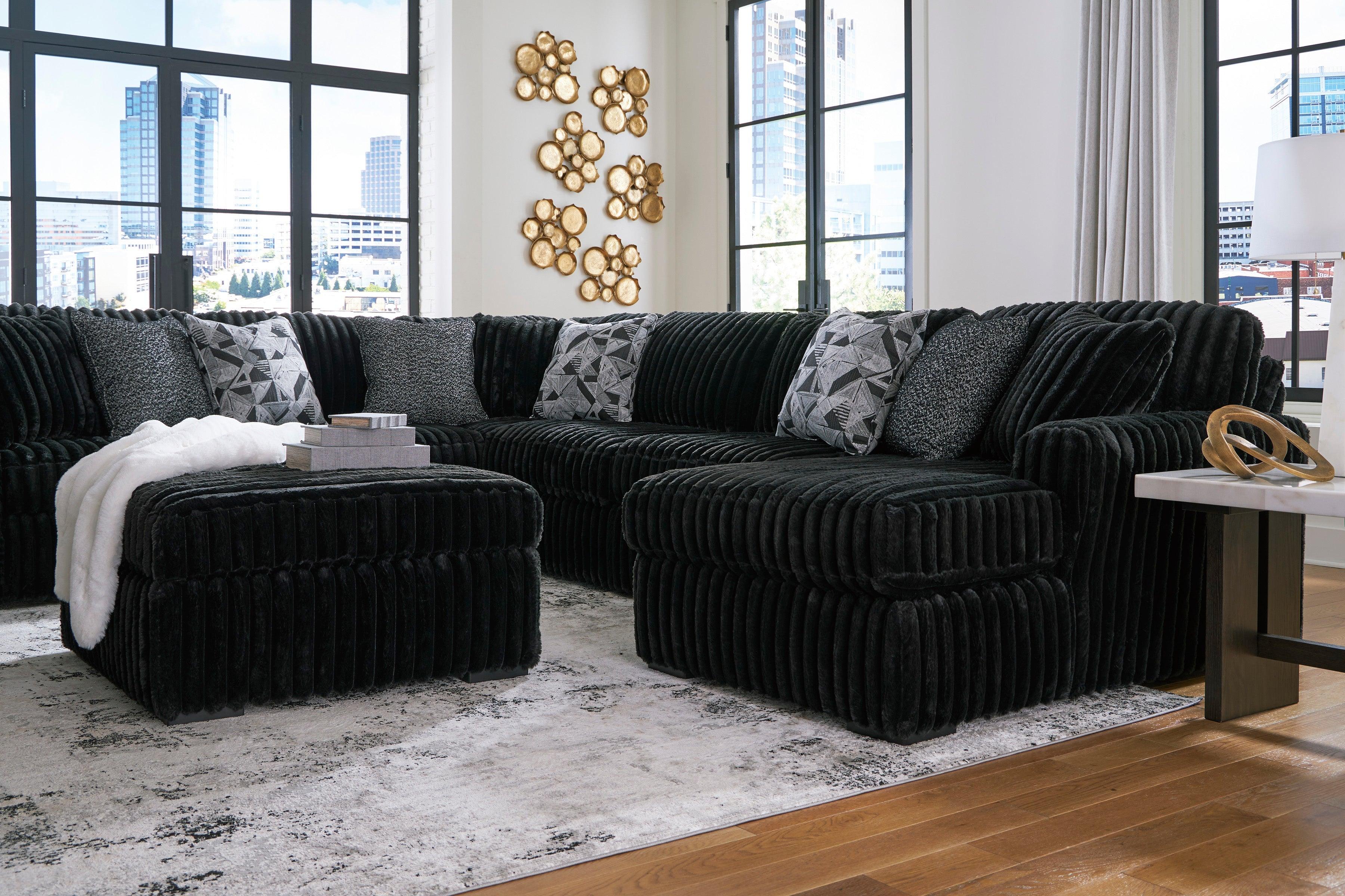 Midnight-Madness Onyx 4-Piece Right Arm Facing Chaise Sectional - Image 8