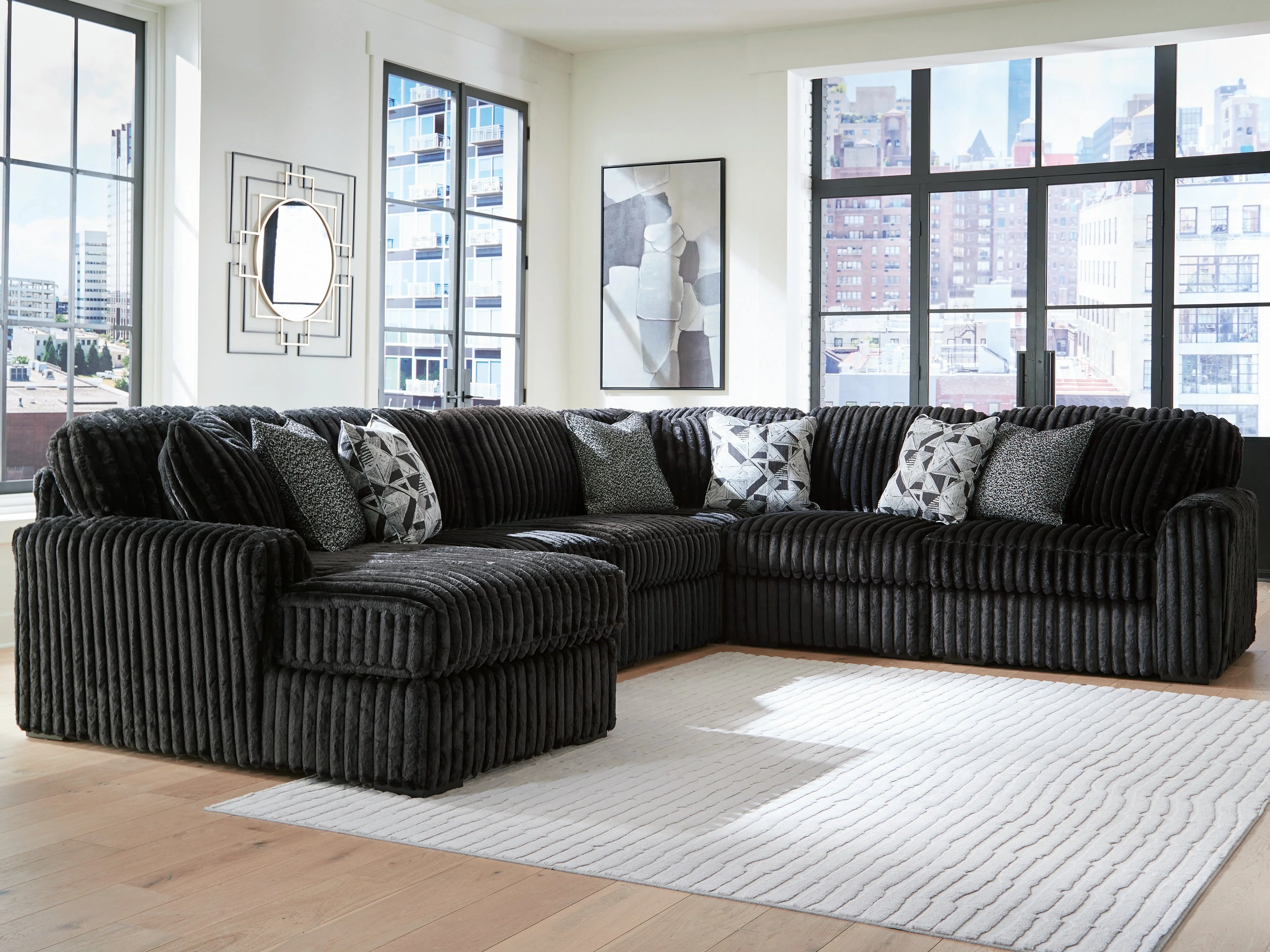 Midnight-Madness Onyx 6-Piece Sectional with Left Chaise