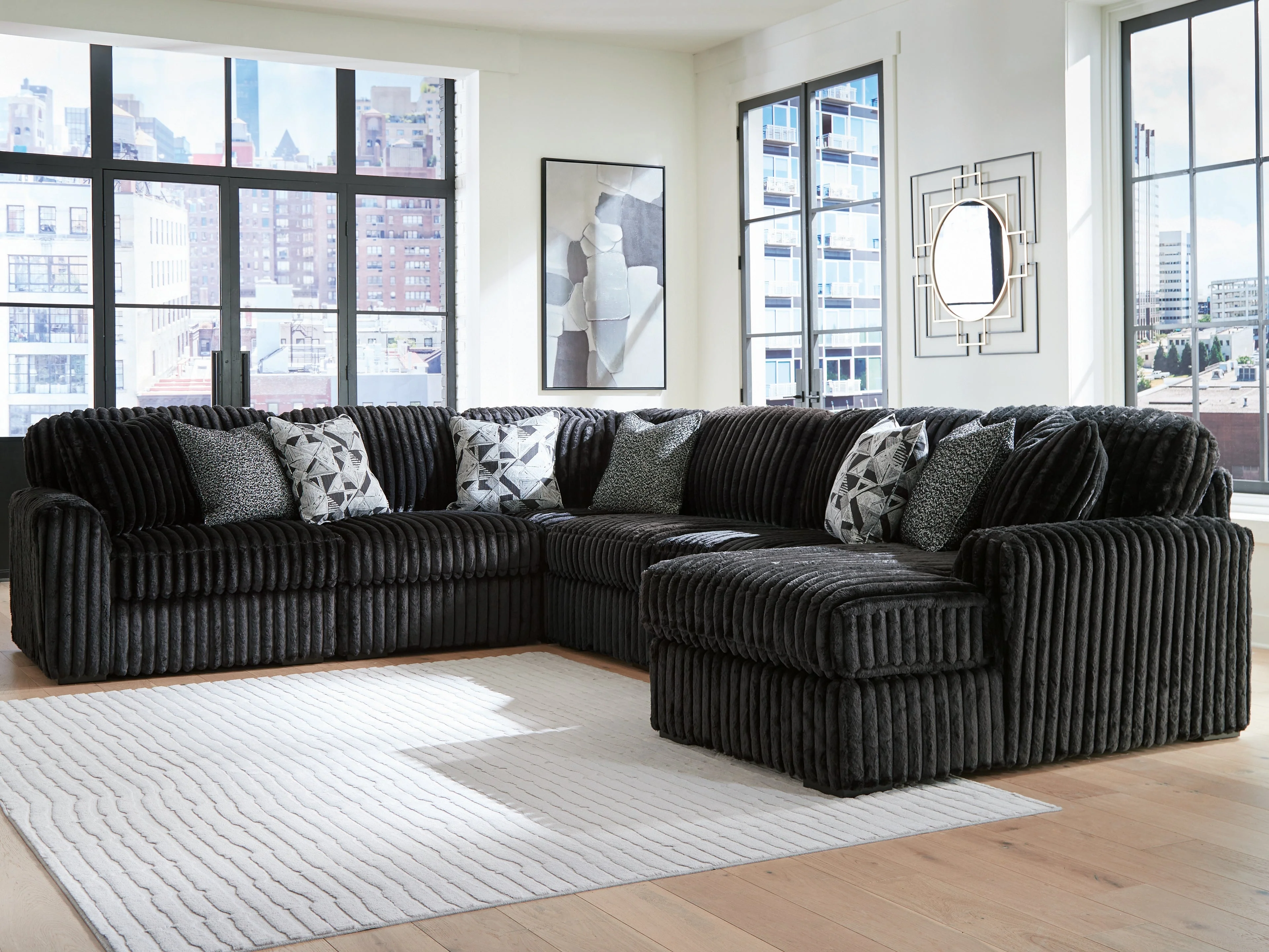 Midnight-Madness Onyx 6-Piece Sectional with Right Chaise