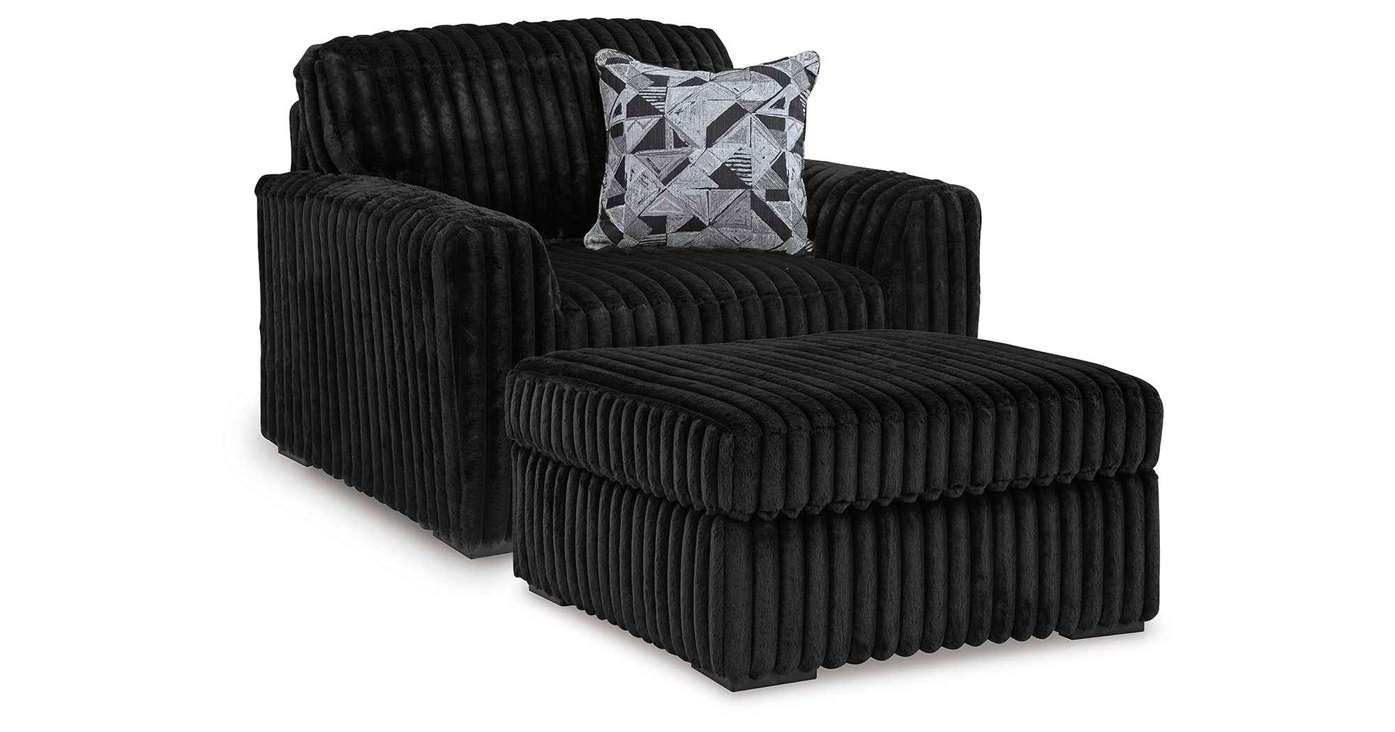 Midnight-Madness Onyx Oversized Chair with Accent Ottoman - Image 2