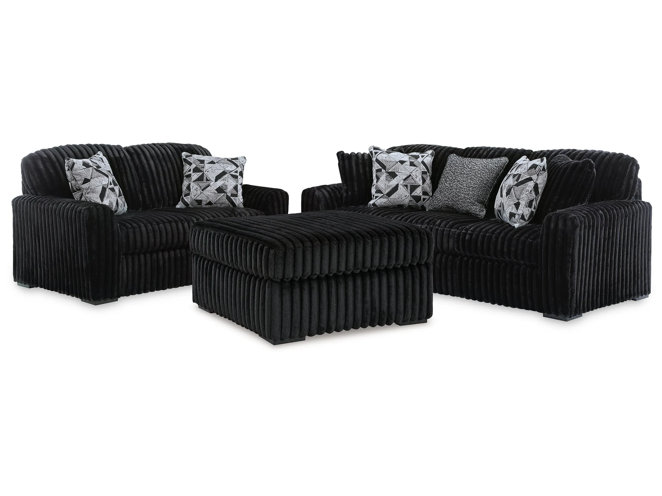 Midnight-Madness Onyx Sofa, Loveseat and Oversized Ottoman