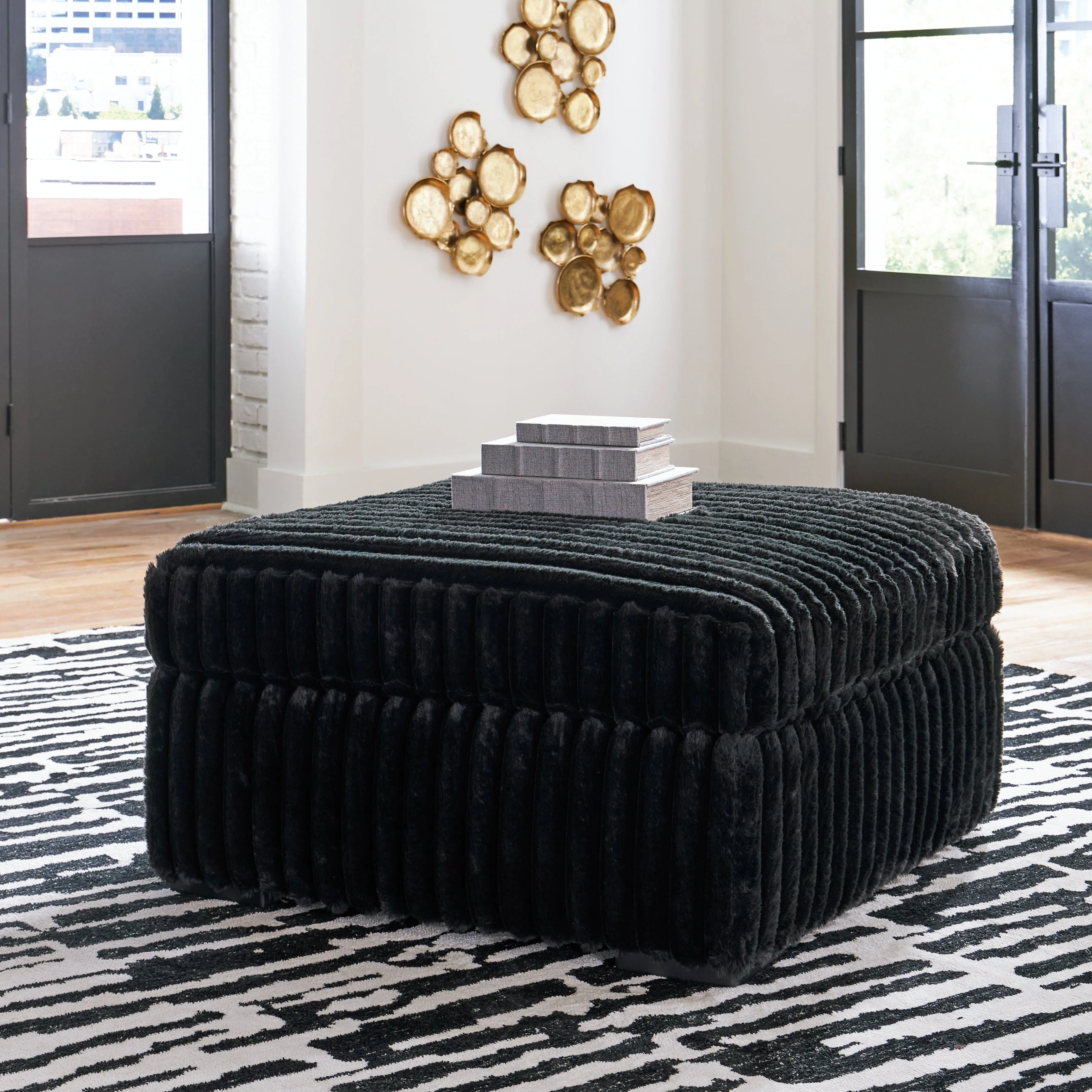Midnight-Madness Onyx Sofa, Loveseat and Oversized Ottoman - Image 4