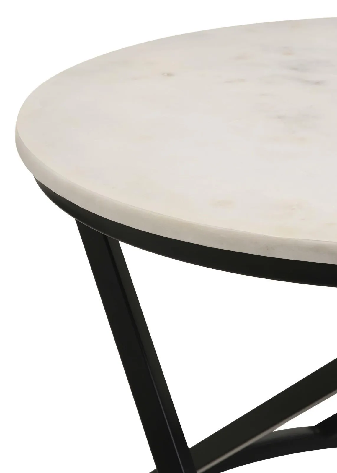 Miguel White and Black Marble Top Round Accent Table - Image 4