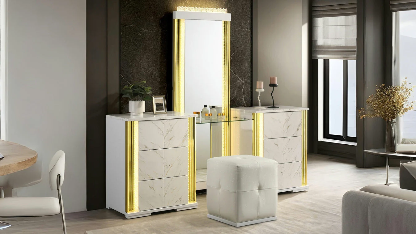 Mika White Vanity Set